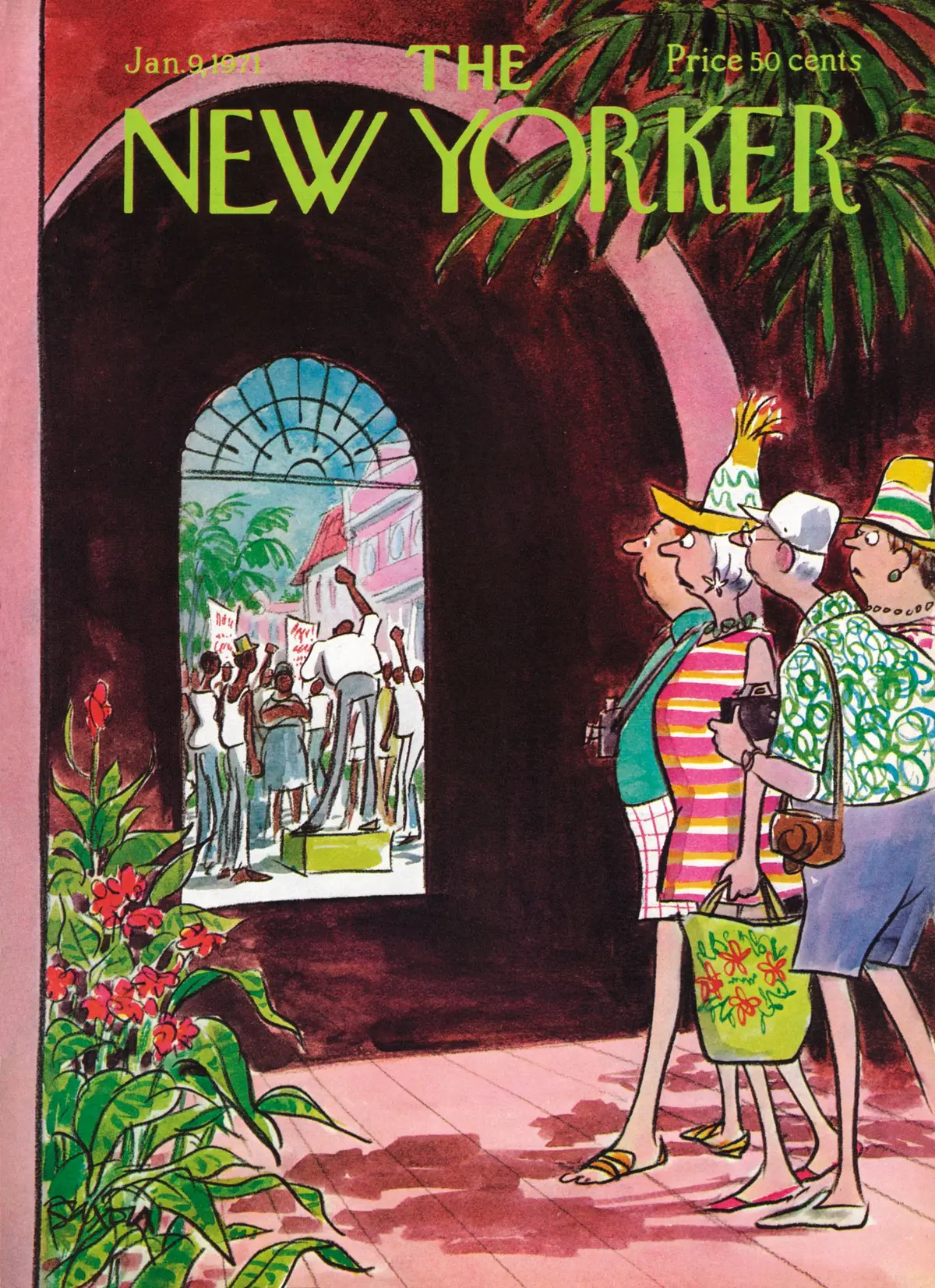 Обложка The New Yorker, 9 января 1971, художник Чарльз Саксон