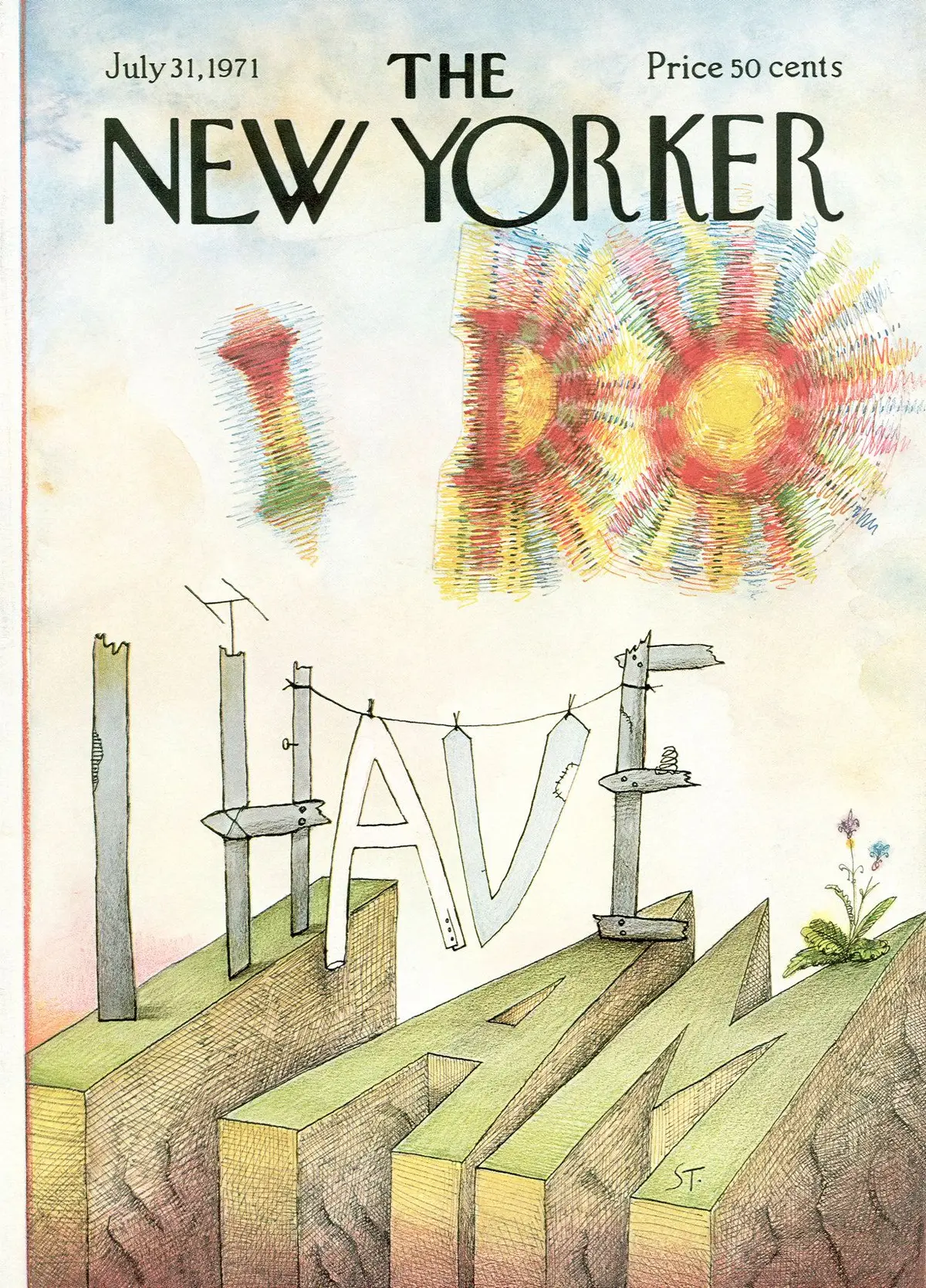 Обложка The New Yorker, 31 июля 1971, художник Сол Стейнберг