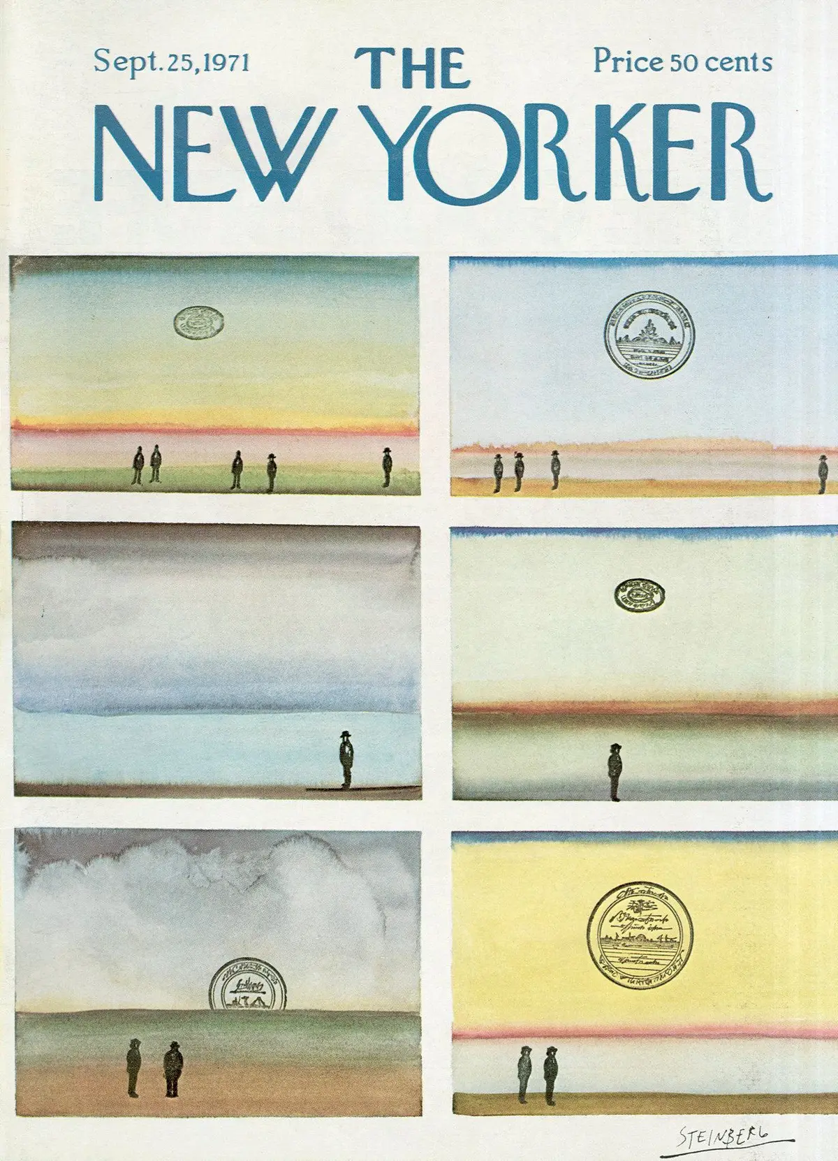 Обложка The New Yorker, 25 сентября 1971, художник Сол Стейнберг