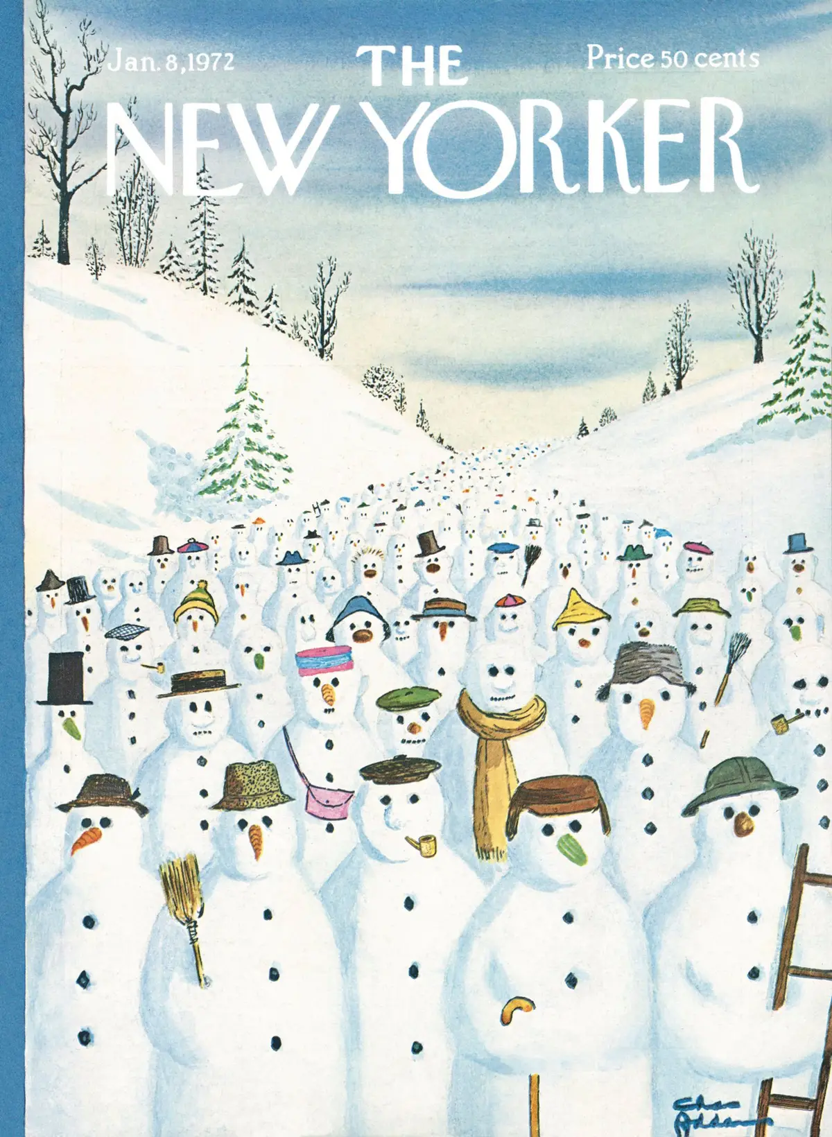 Обложка The New Yorker, 8 января 1972, художник Чарльз Аддамс