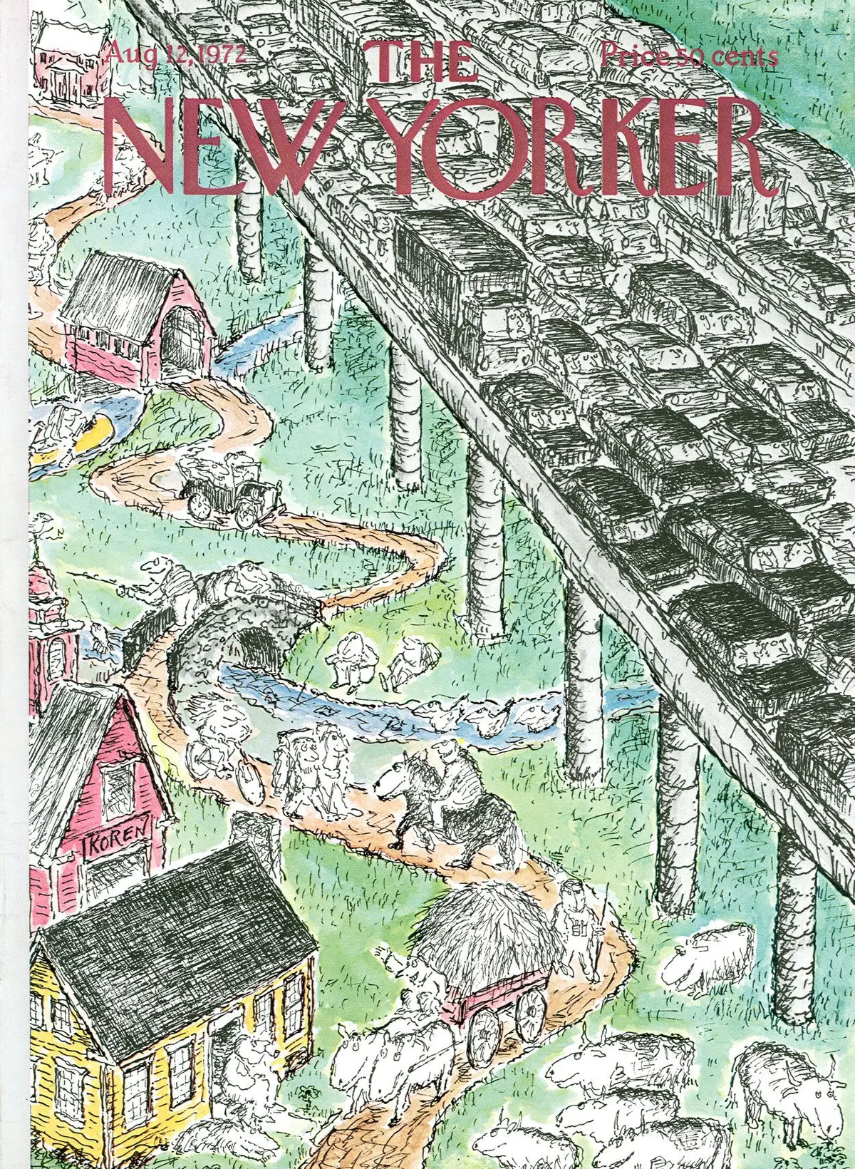 Обложка The New Yorker, 12 августа 1972, художник Эдвард Корен