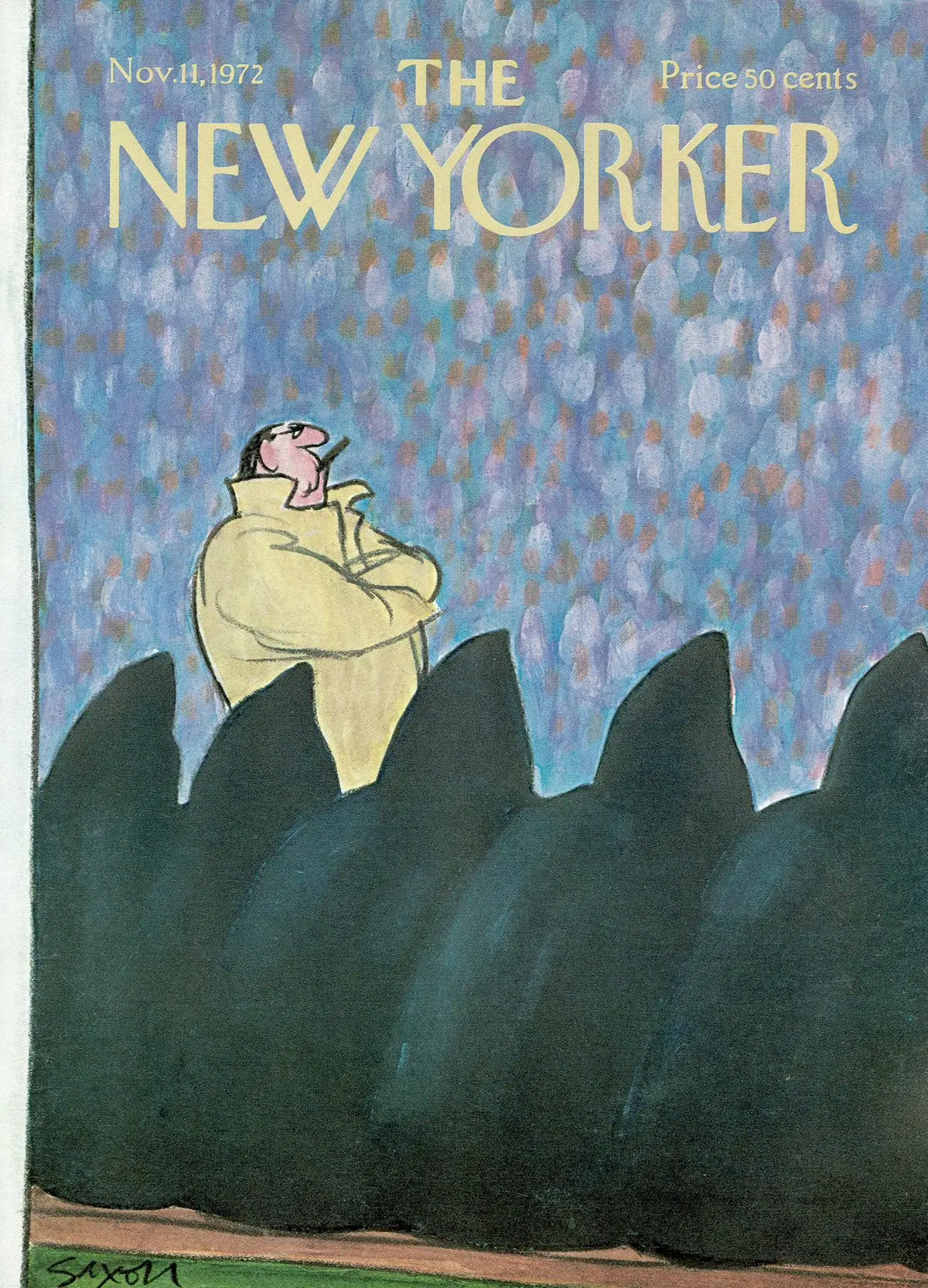 Обложка The New Yorker, 11 ноября 1972, художник Чарльз Саксон