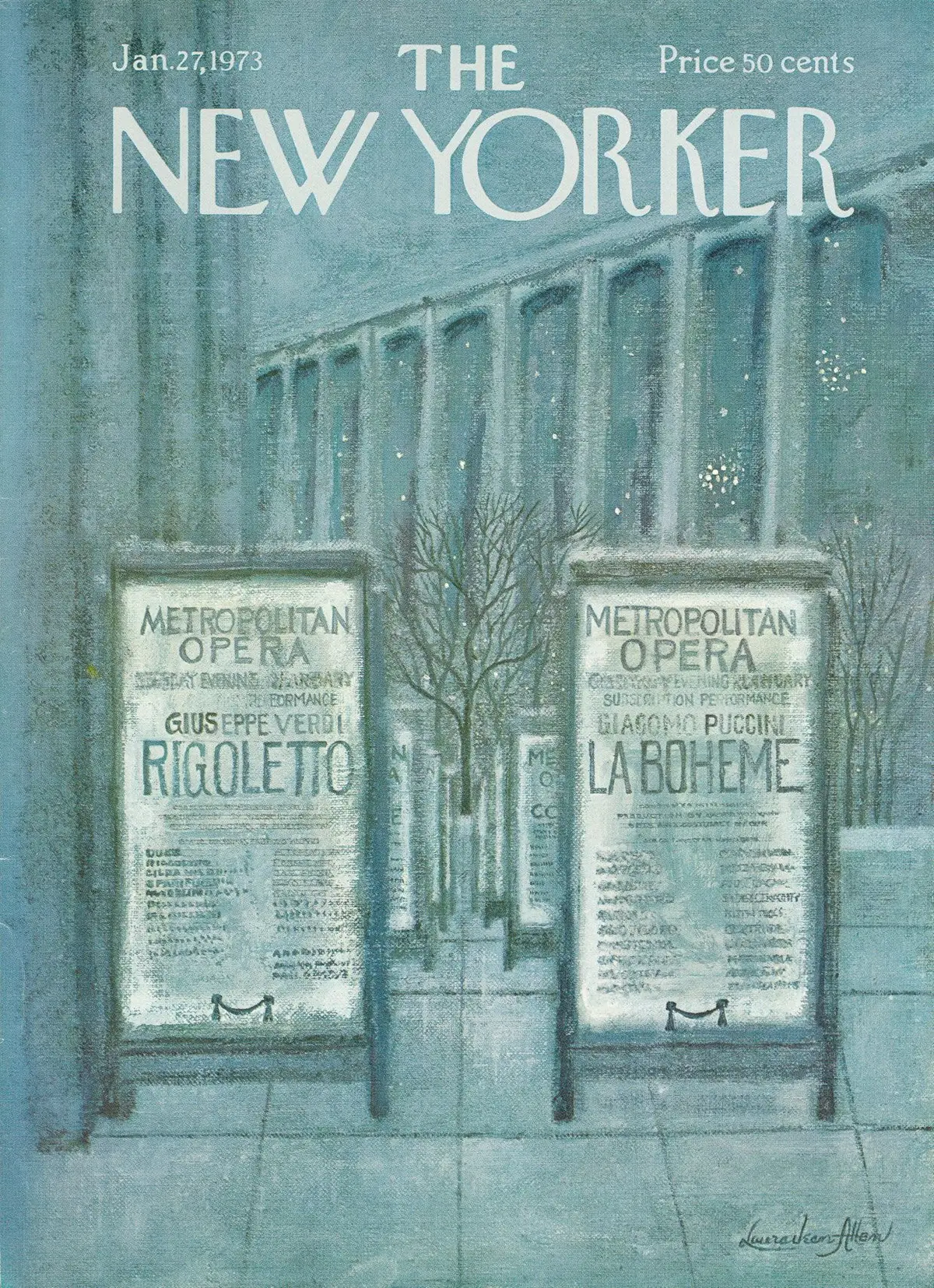 Обложка The New Yorker, 27 января 1973, художник Лора Джин Аллен
