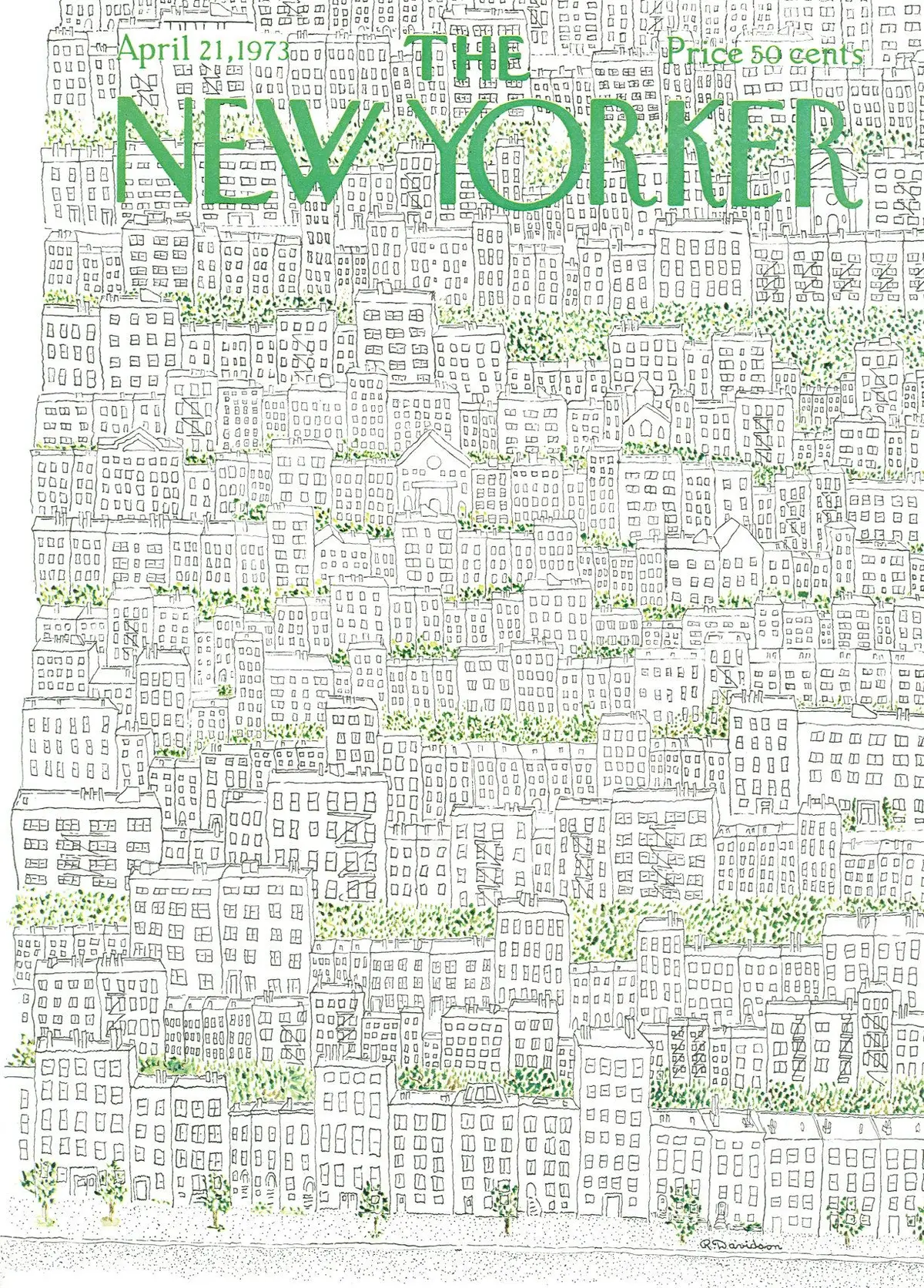 Обложка The New Yorker, 21 апреля 1973, художник Рэймонд Дэвидсон