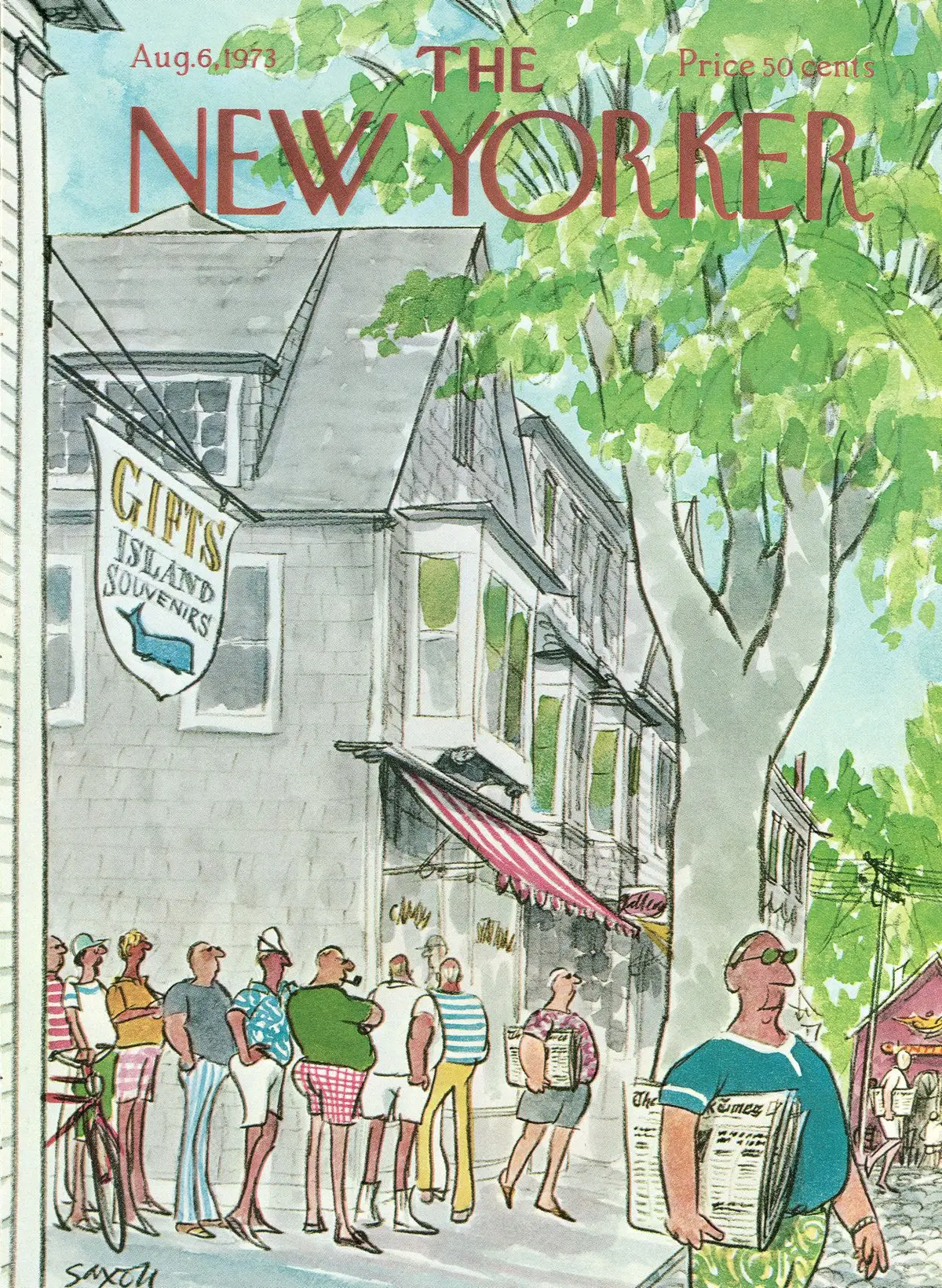 Обложка The New Yorker, 6 августа 1973, художник Чарльз Саксон