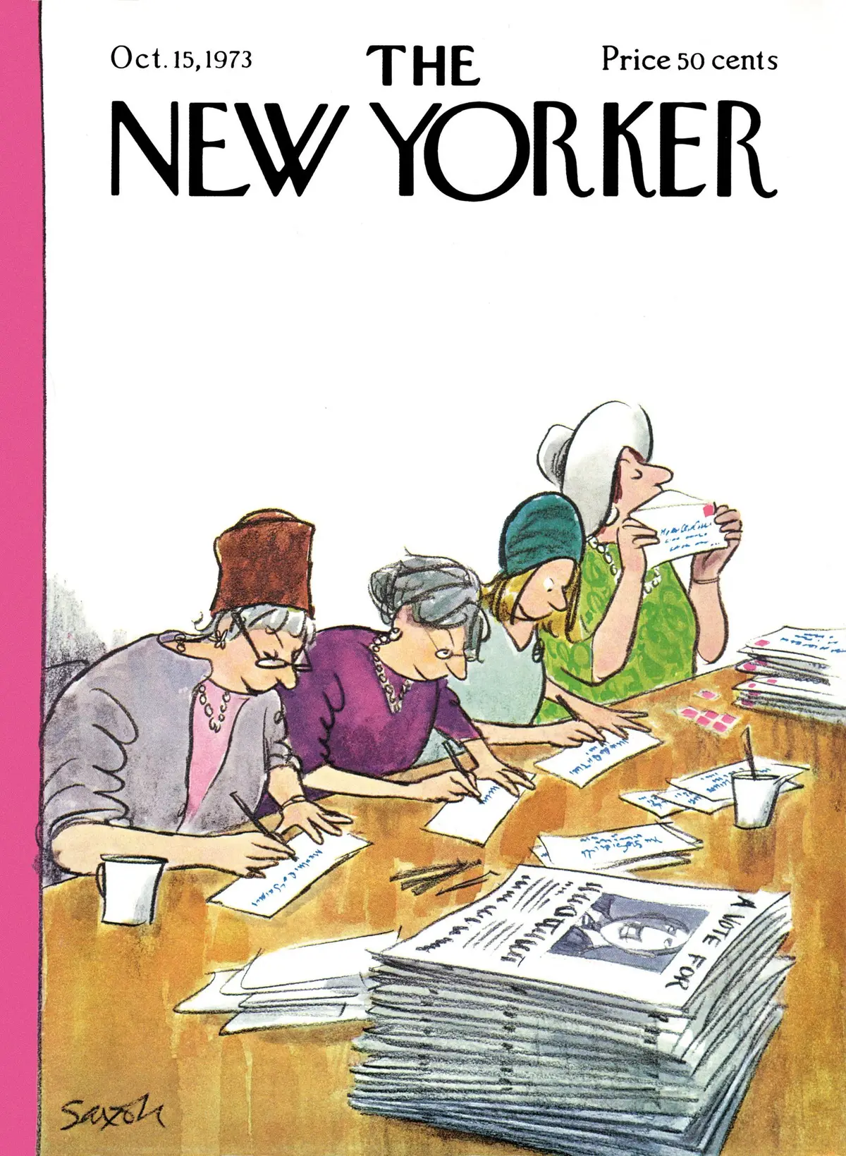 Обложка The New Yorker, 15 октября 1973, художник Чарльз Саксон