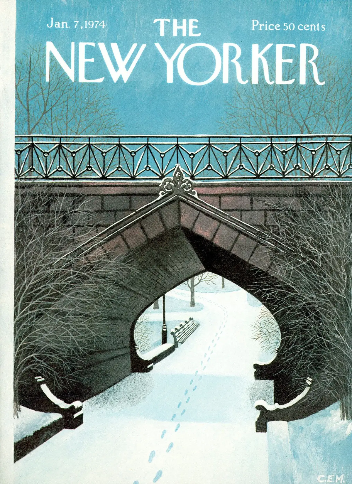 Обложка The New Yorker, 7 января 1974, художник Чарльз Э. Мартин