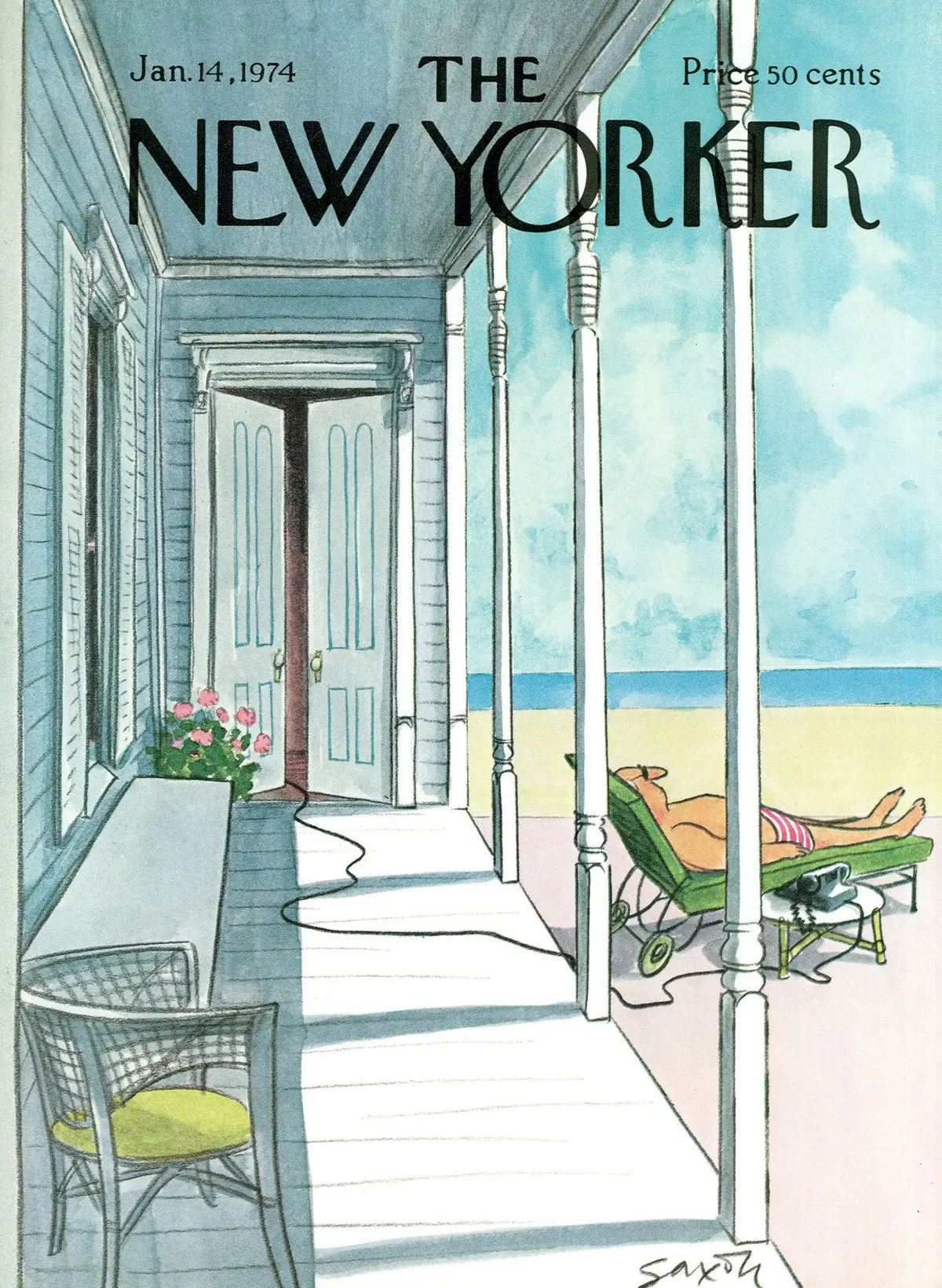 Обложка The New Yorker, 14 января 1974, художник Чарльз Саксон