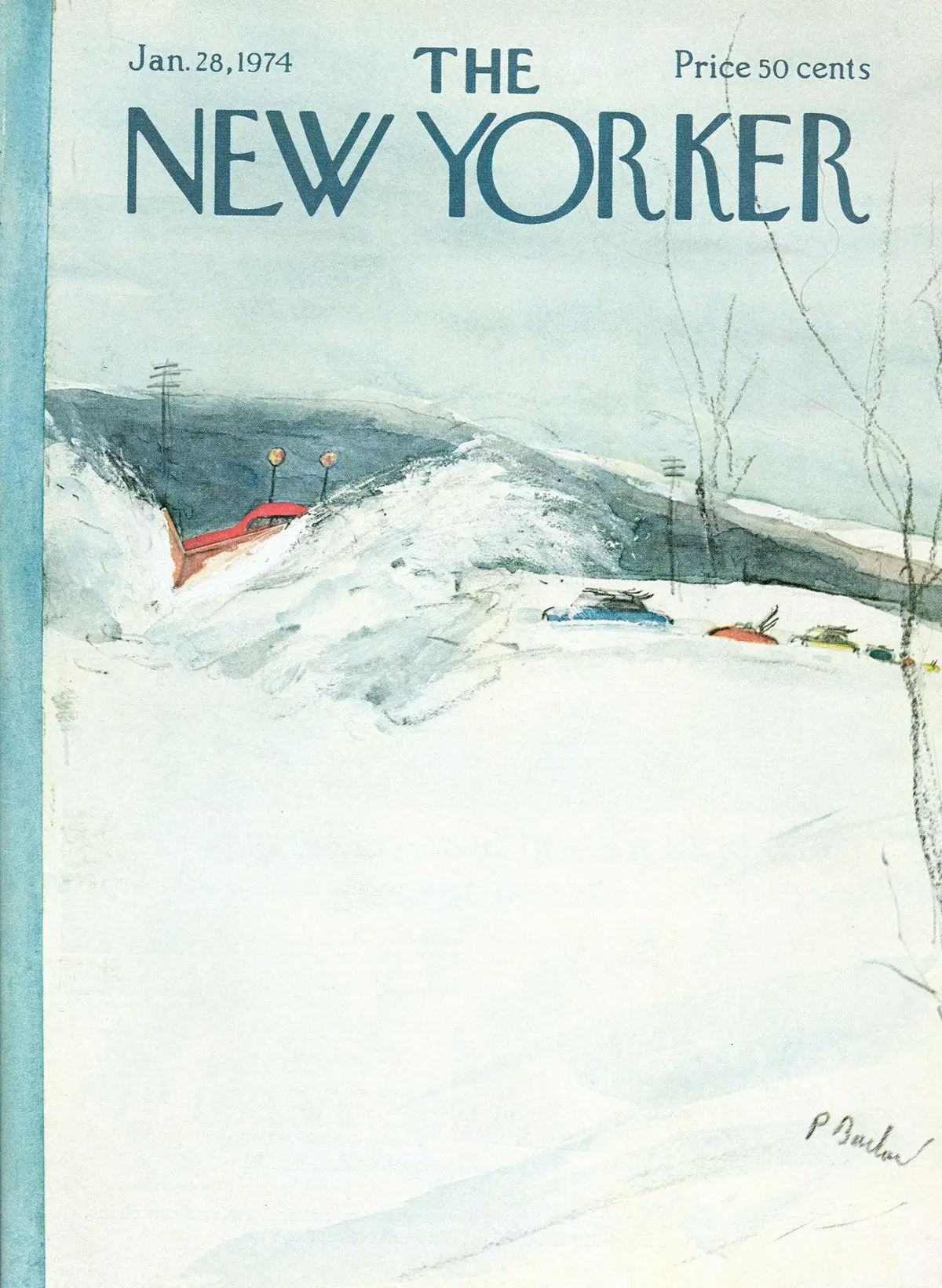 Обложка The New Yorker, 28 января 1974, художник Перри Барлоу