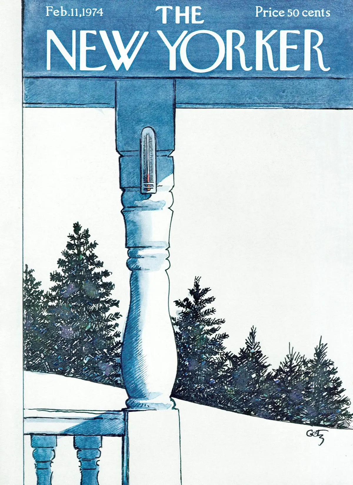 Обложка The New Yorker, 11 февраля 1974, художник Артур Гетц