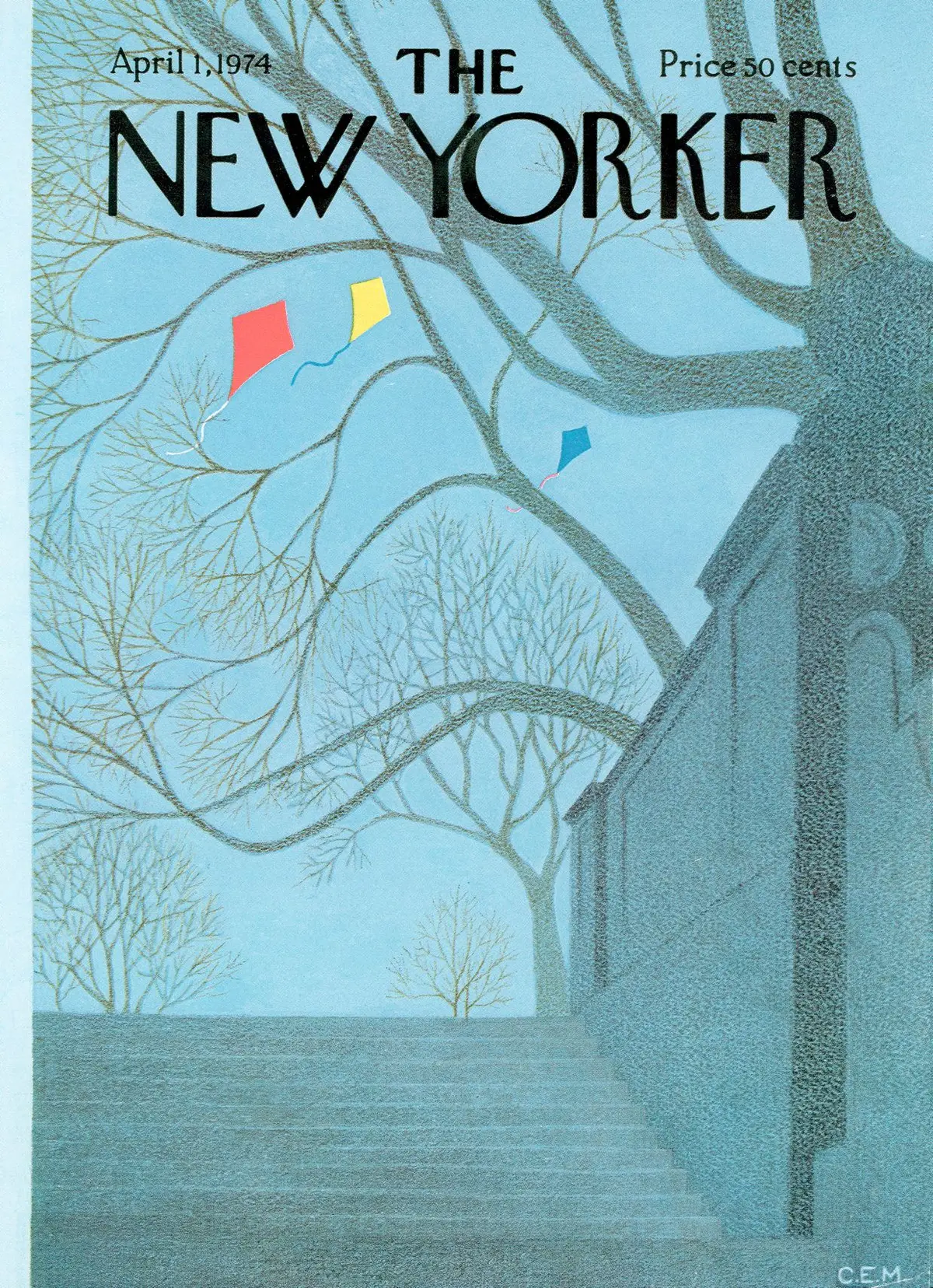 Обложка The New Yorker, 1 апреля 1974, художник Чарльз Э. Мартин