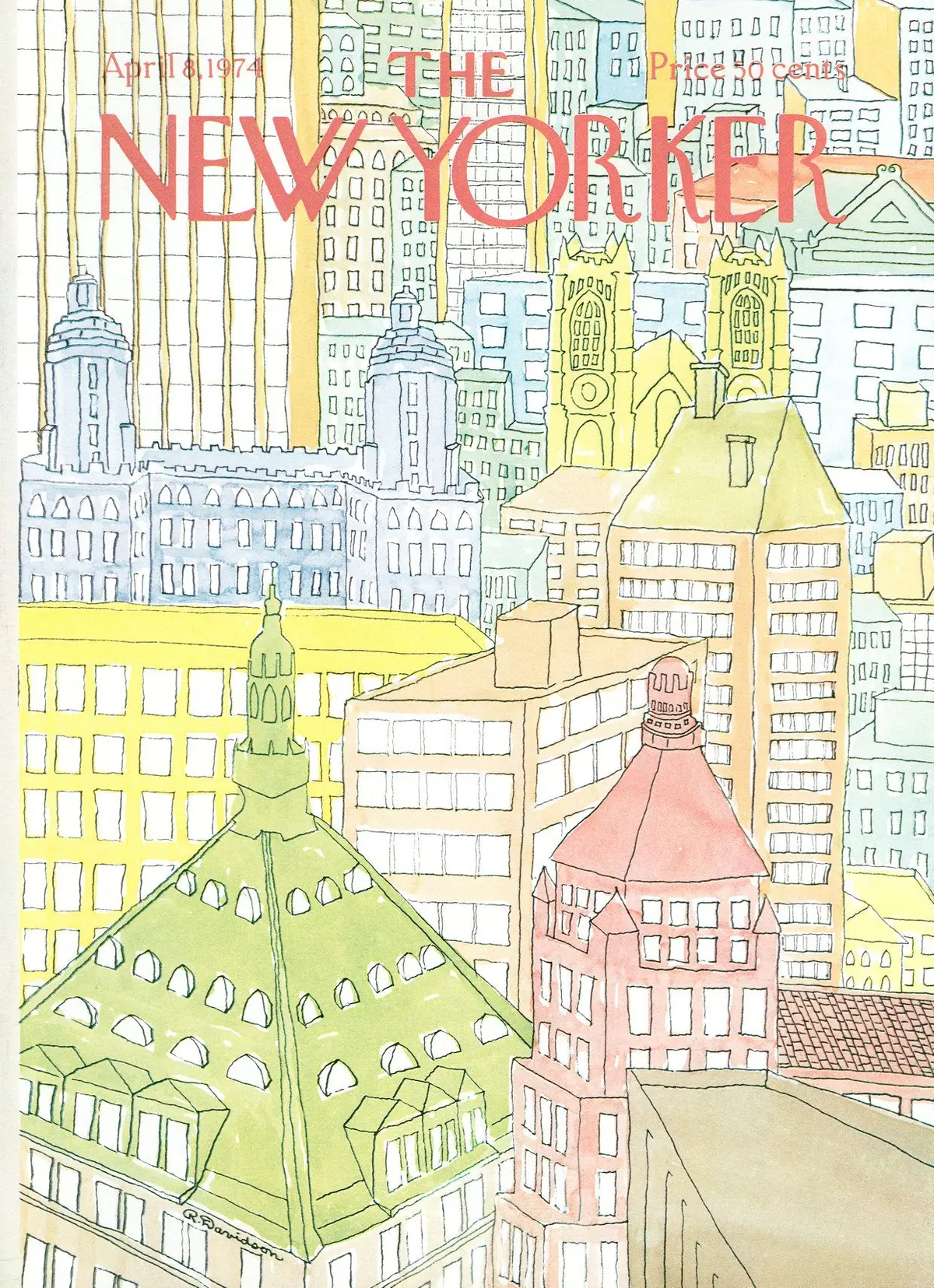 Обложка The New Yorker, 8 апреля 1974, художник Рэймонд Дэвидсон