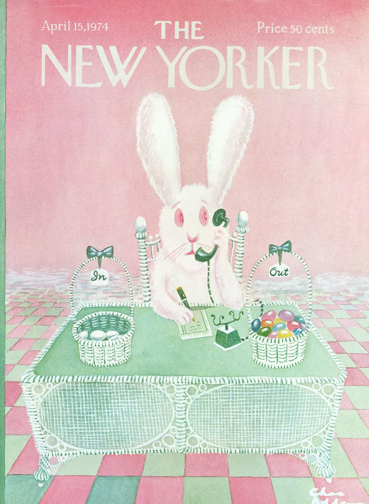 Обложка The New Yorker, 15 апреля 1974, художник Чарльз Аддамс