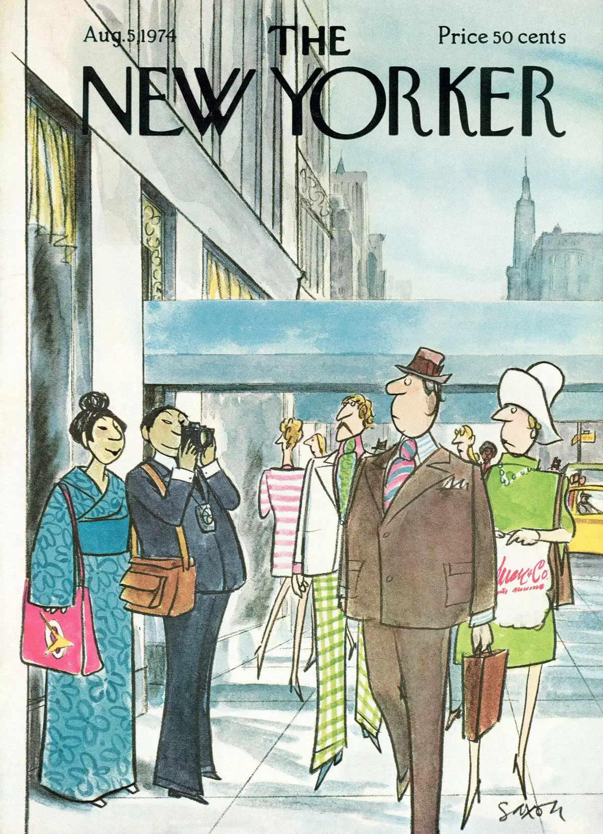 Обложка The New Yorker, 5 августа 1974, художник Чарльз Саксон