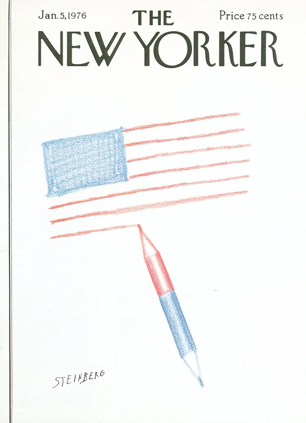 Обложка The New Yorker, 5 января 1976, художник Сол Стейнберг
