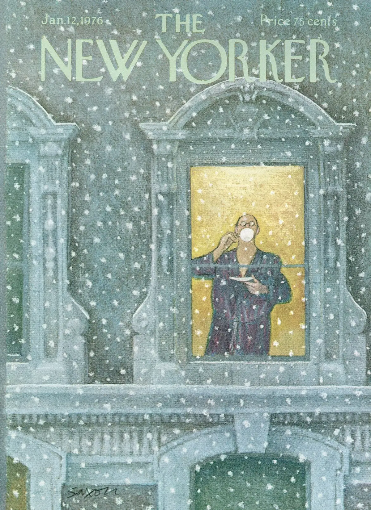 Обложка The New Yorker, 12 января 1976, художник Чарльз Саксон