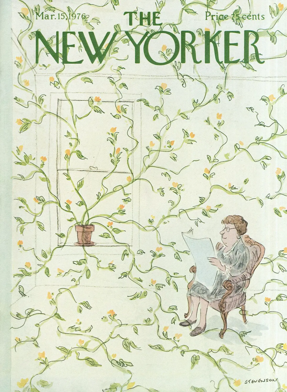 Обложка The New Yorker, 15 марта 1976, художник Джеймс Стивенсон