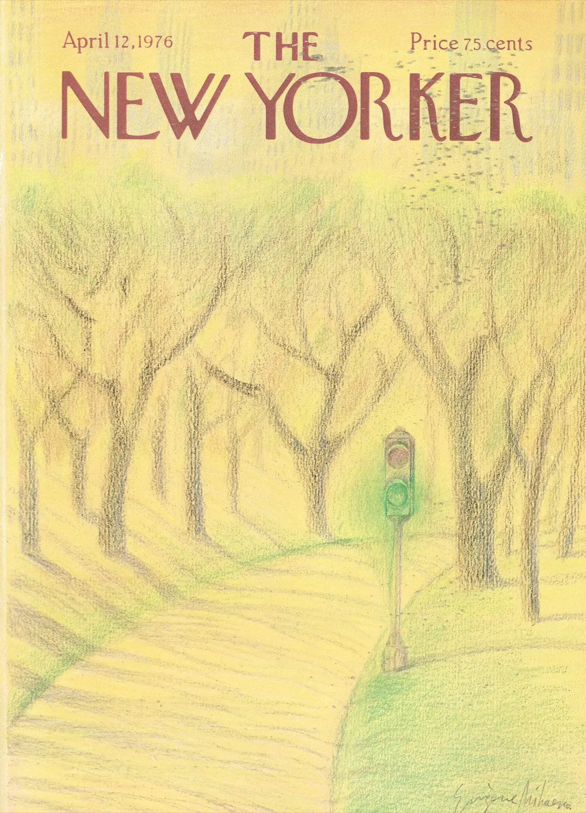 Обложка The New Yorker, 12 апреля 1976, художник Эжен Михаеско