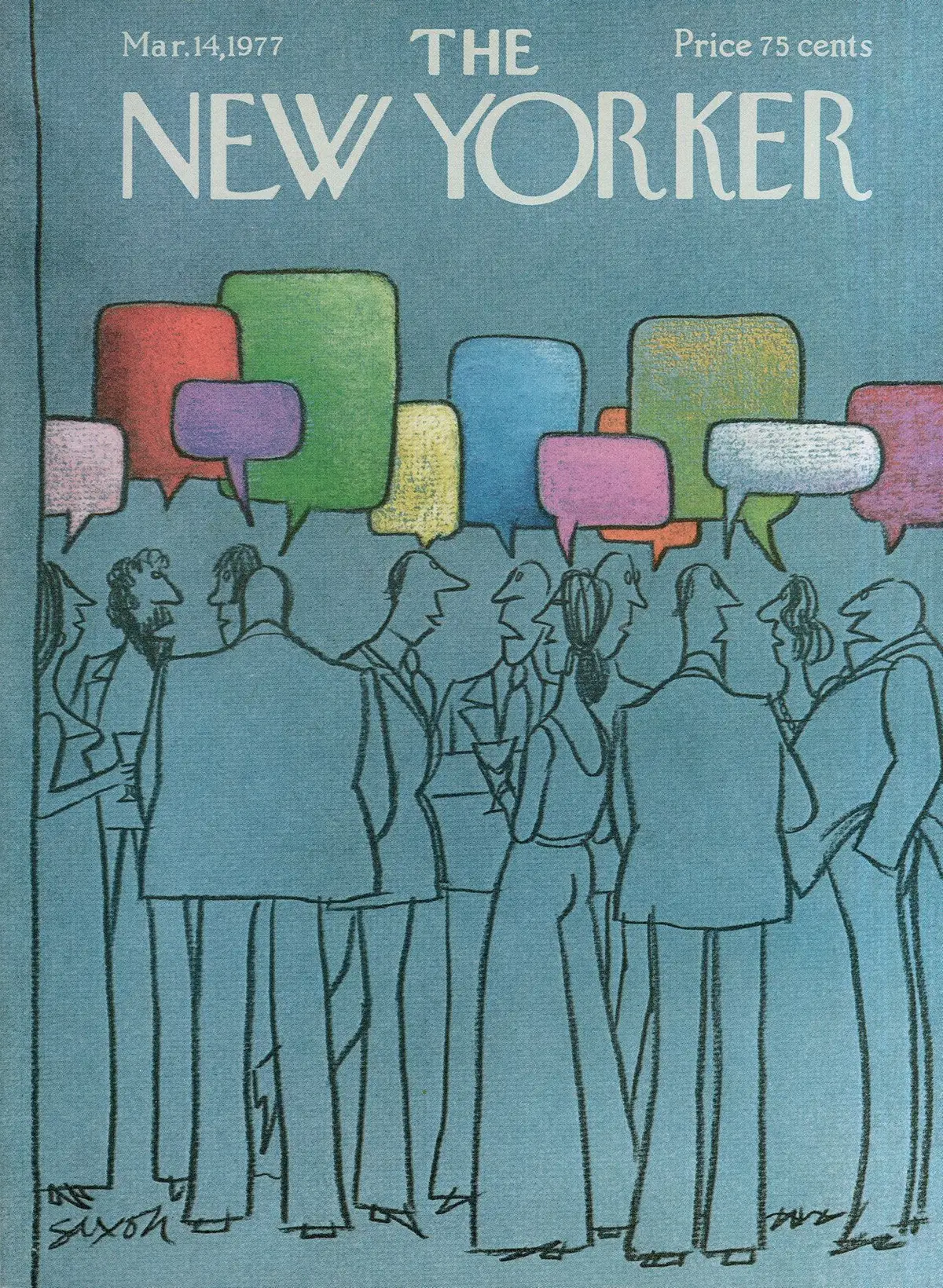 Обложка The New Yorker, 14 марта 1977, художник Чарльз Саксон