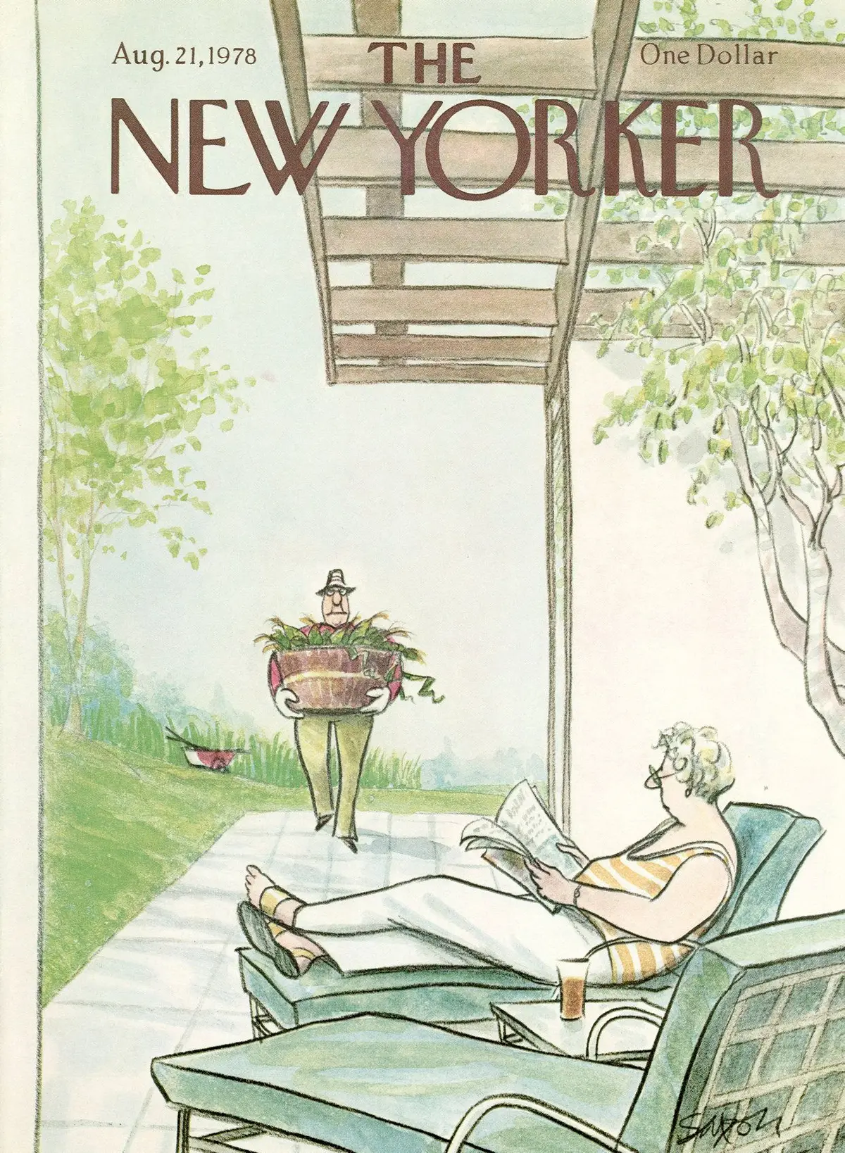 Обложка The New Yorker, 21 августа 1978, художник Чарльз Саксон