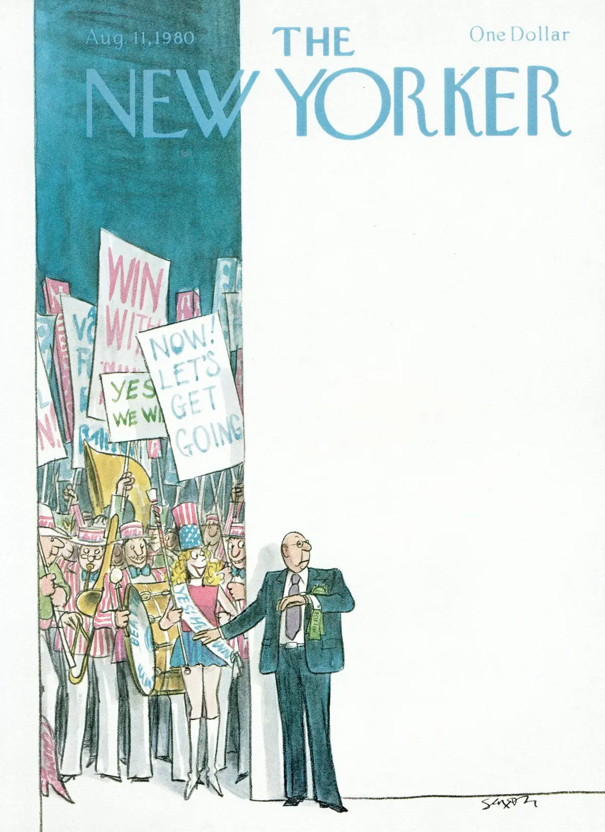 Обложка The New Yorker, 11 августа 1980, художник Чарльз Саксон