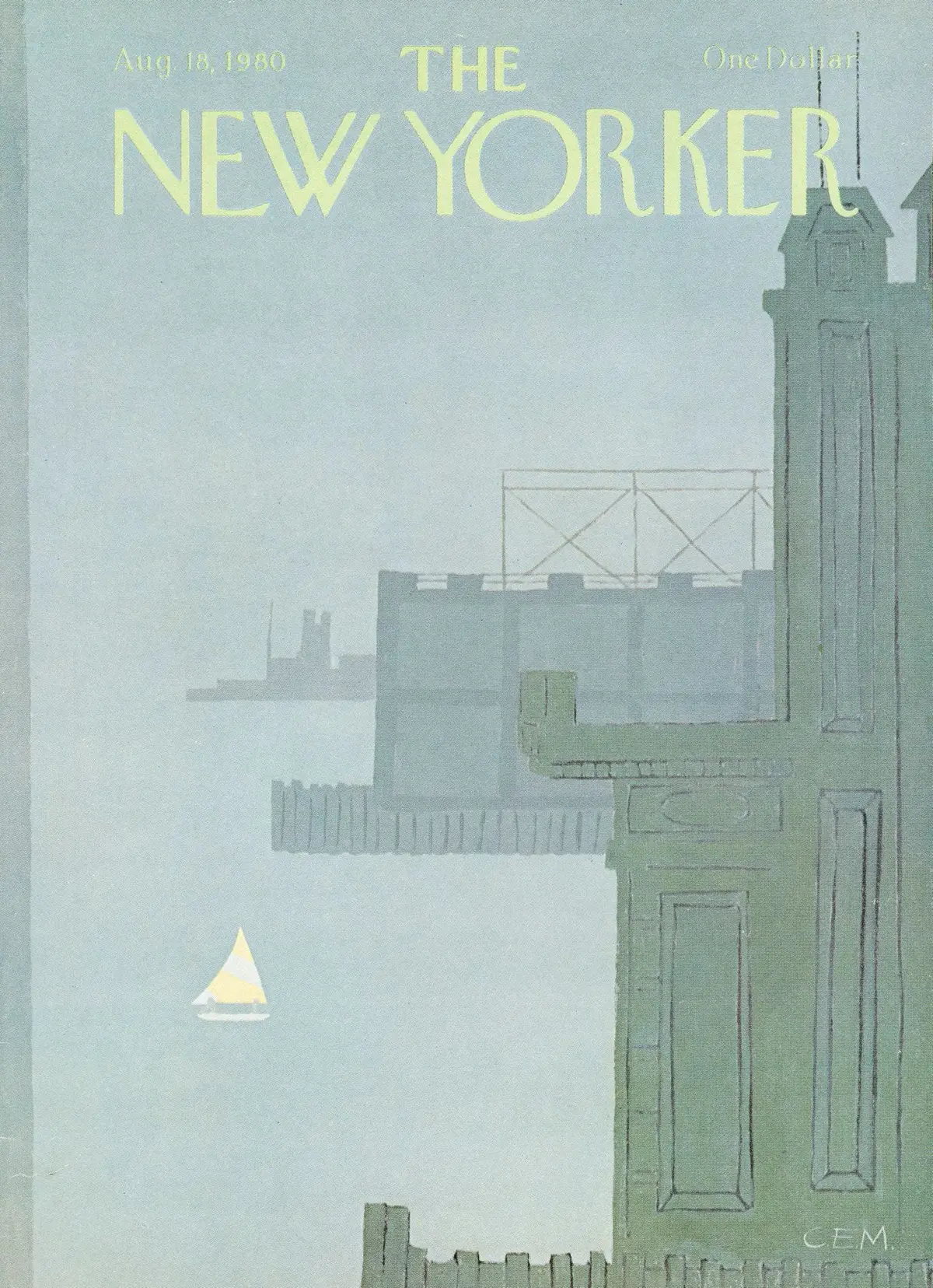 Обложка The New Yorker, 18 августа 1980, художник Чарльз Э. Мартин