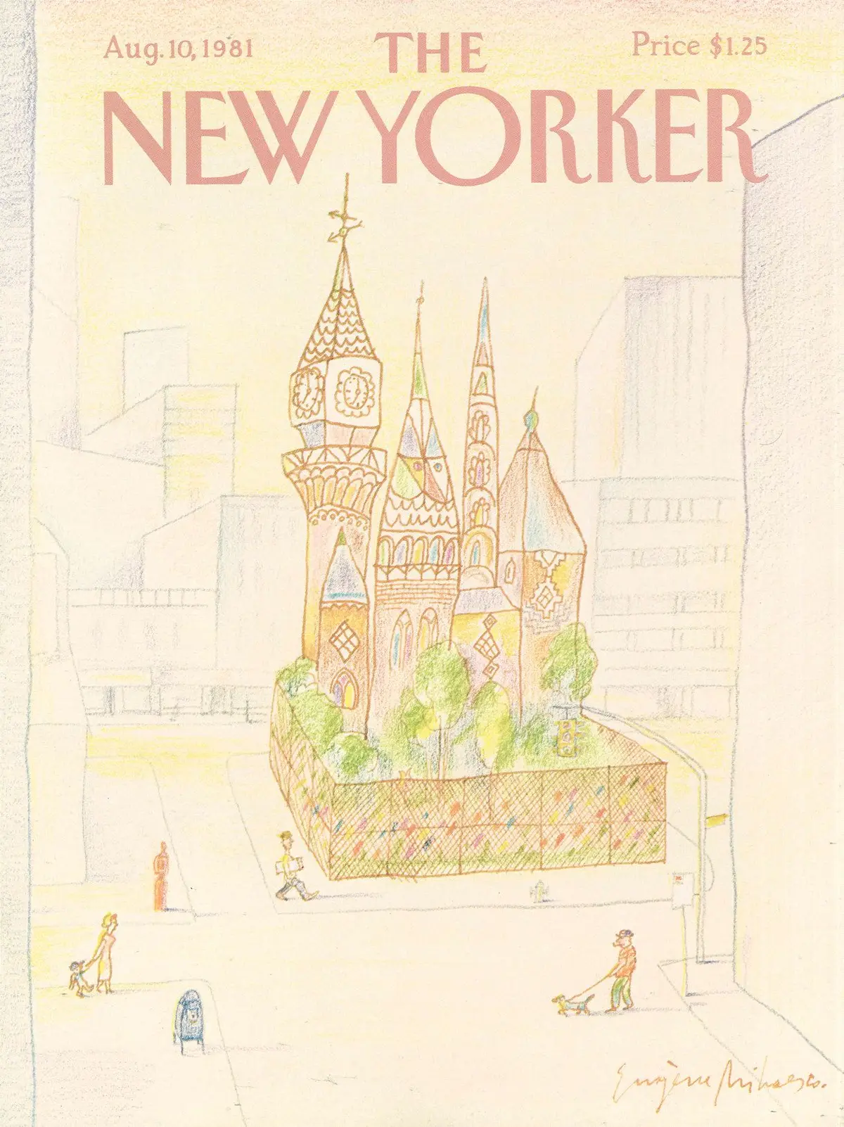 Обложка The New Yorker, 10 августа 1981, художник Эжен Михаеско