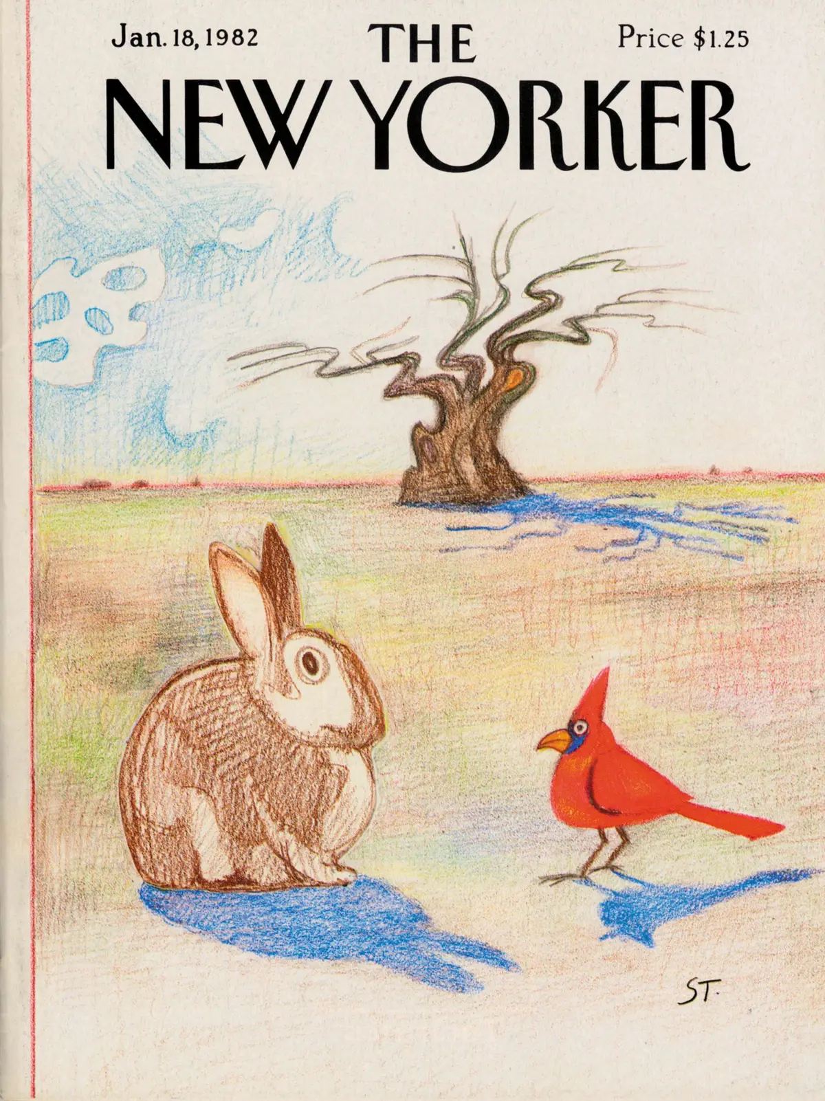 Обложка The New Yorker, 18 января 1982, художник Сол Стейнберг