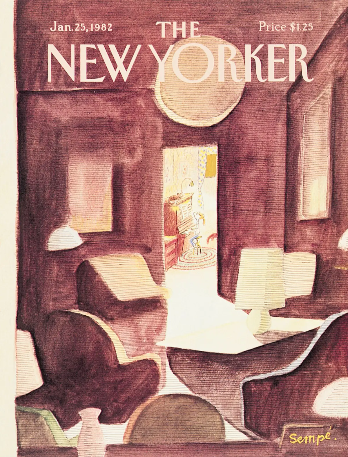 Обложка The New Yorker, 25 января 1982, художник Жан-Жак Сампе