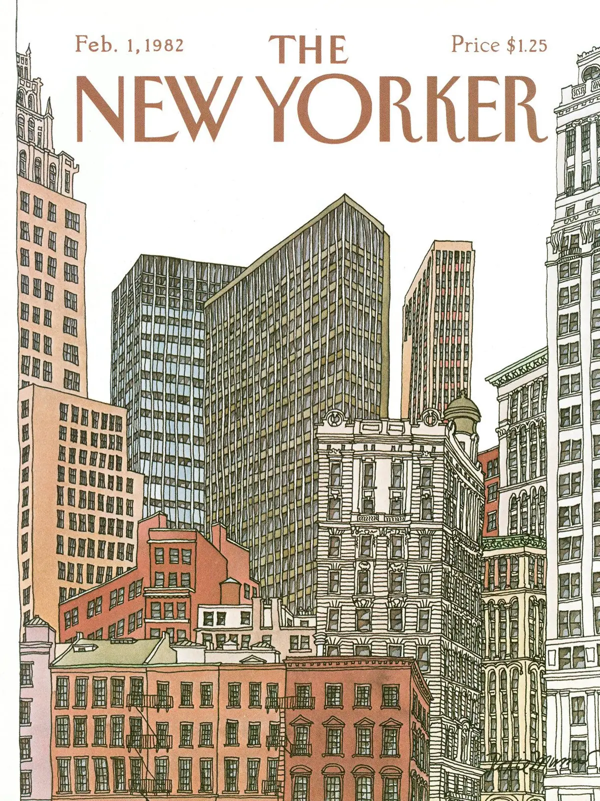Обложка The New Yorker, 1 февраля 1982, художник Рокси Манро