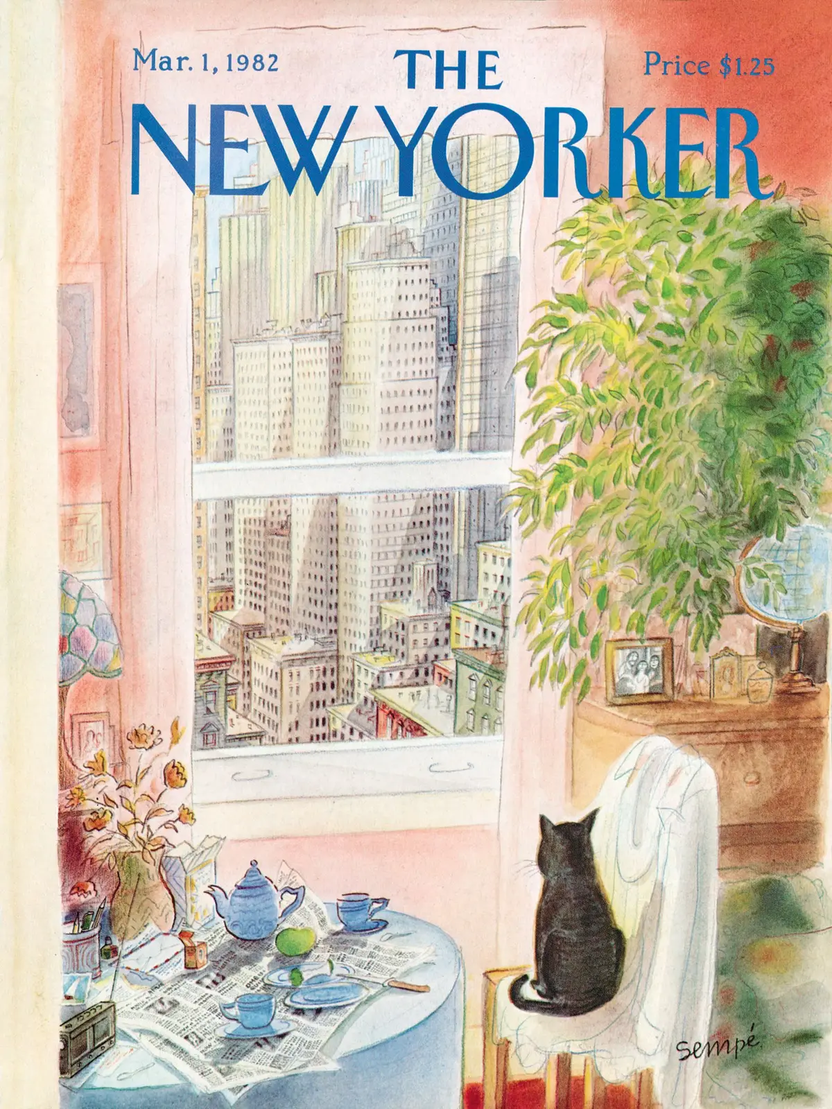 Обложка The New Yorker, 1 марта 1982, художник Жан-Жак Сампе