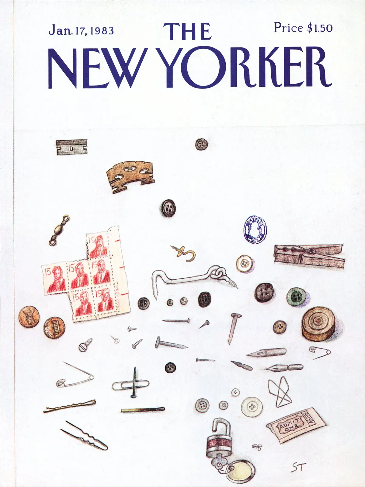 Обложка The New Yorker, 17 января 1983, художник Сол Стейнберг