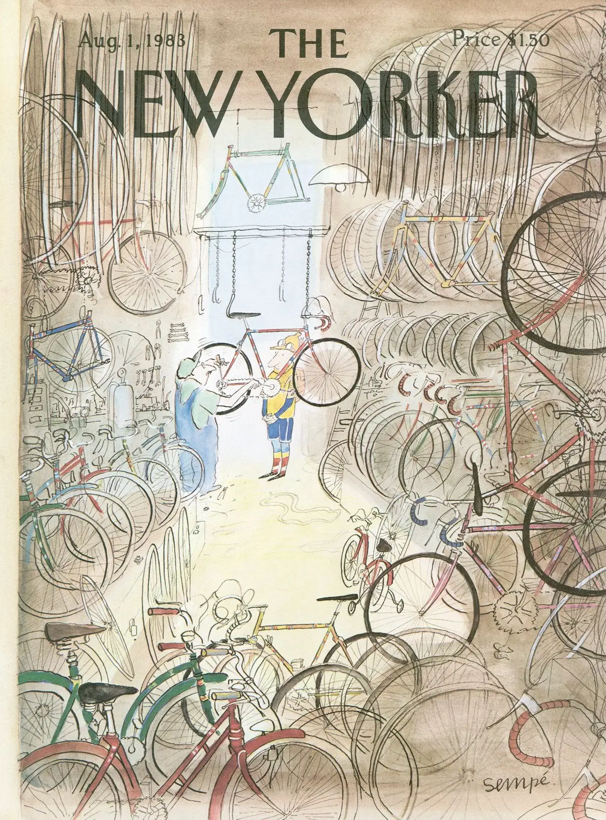 Обложка The New Yorker, 1 августа 1983, художник Жан-Жак Сампе