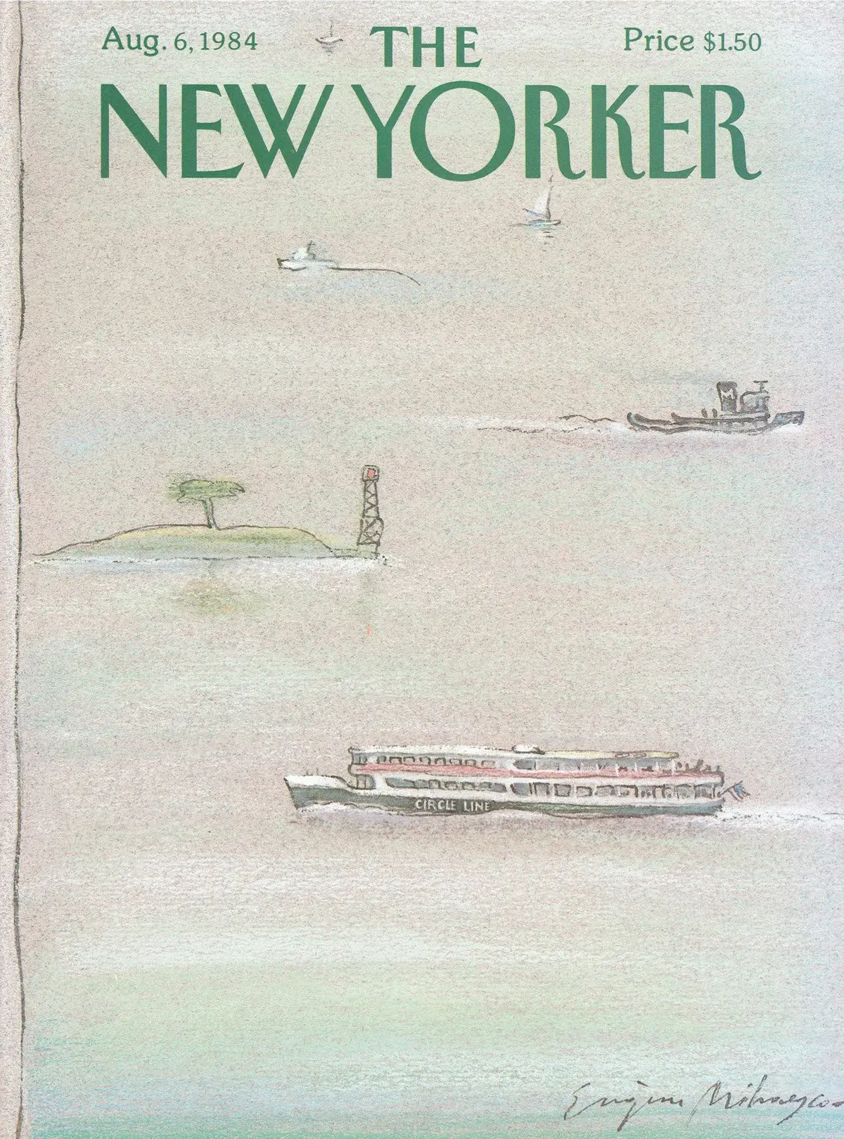 Обложка The New Yorker, 6 августа 1984, художник Эжен Михаеско
