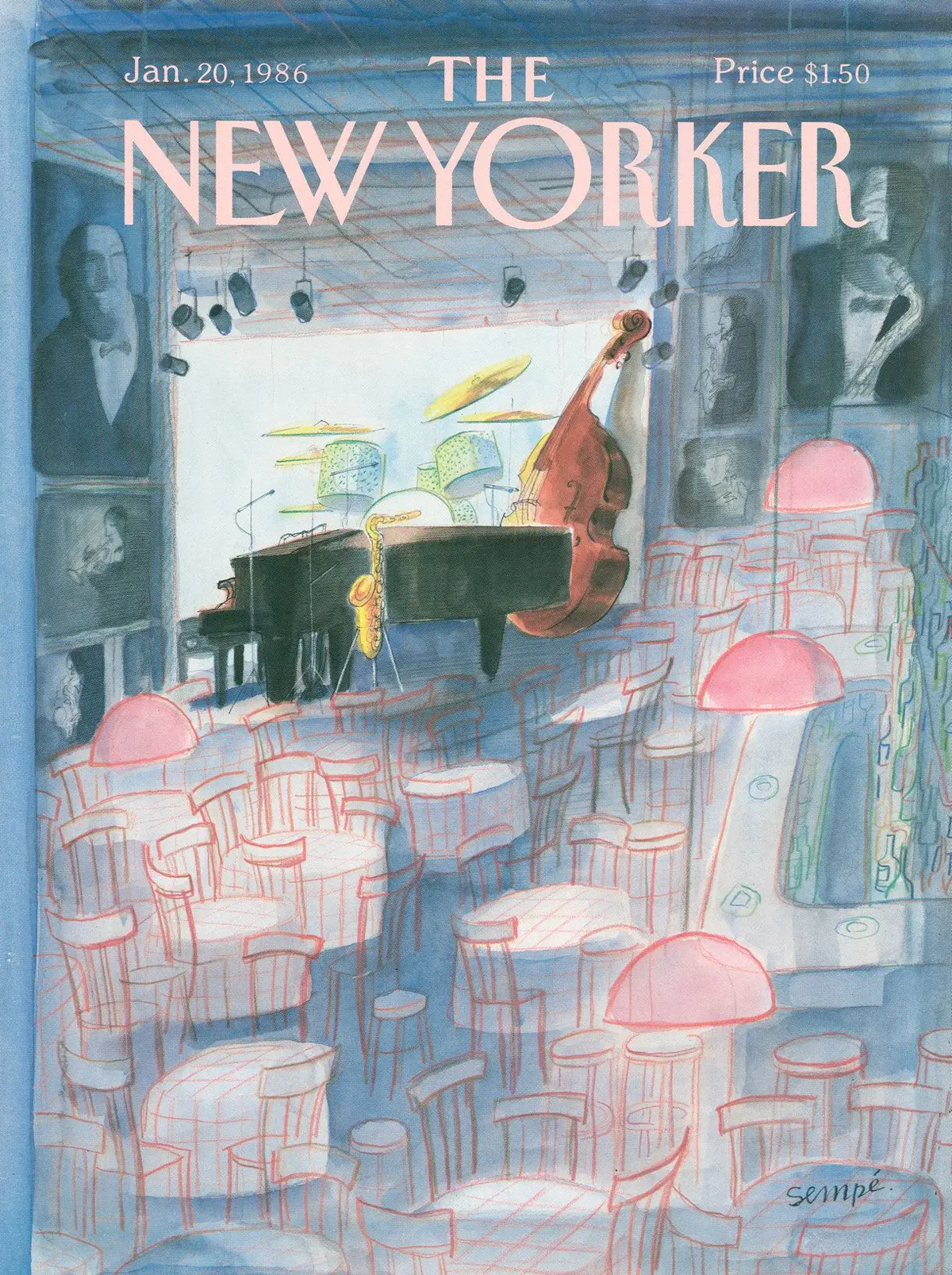 Обложка The New Yorker, 20 января 1986, художник Жан-Жак Сампе
