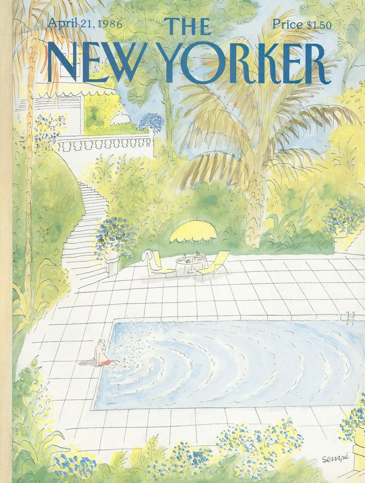 Обложка The New Yorker, 21 апреля 1986, художник Жан-Жак Сампе