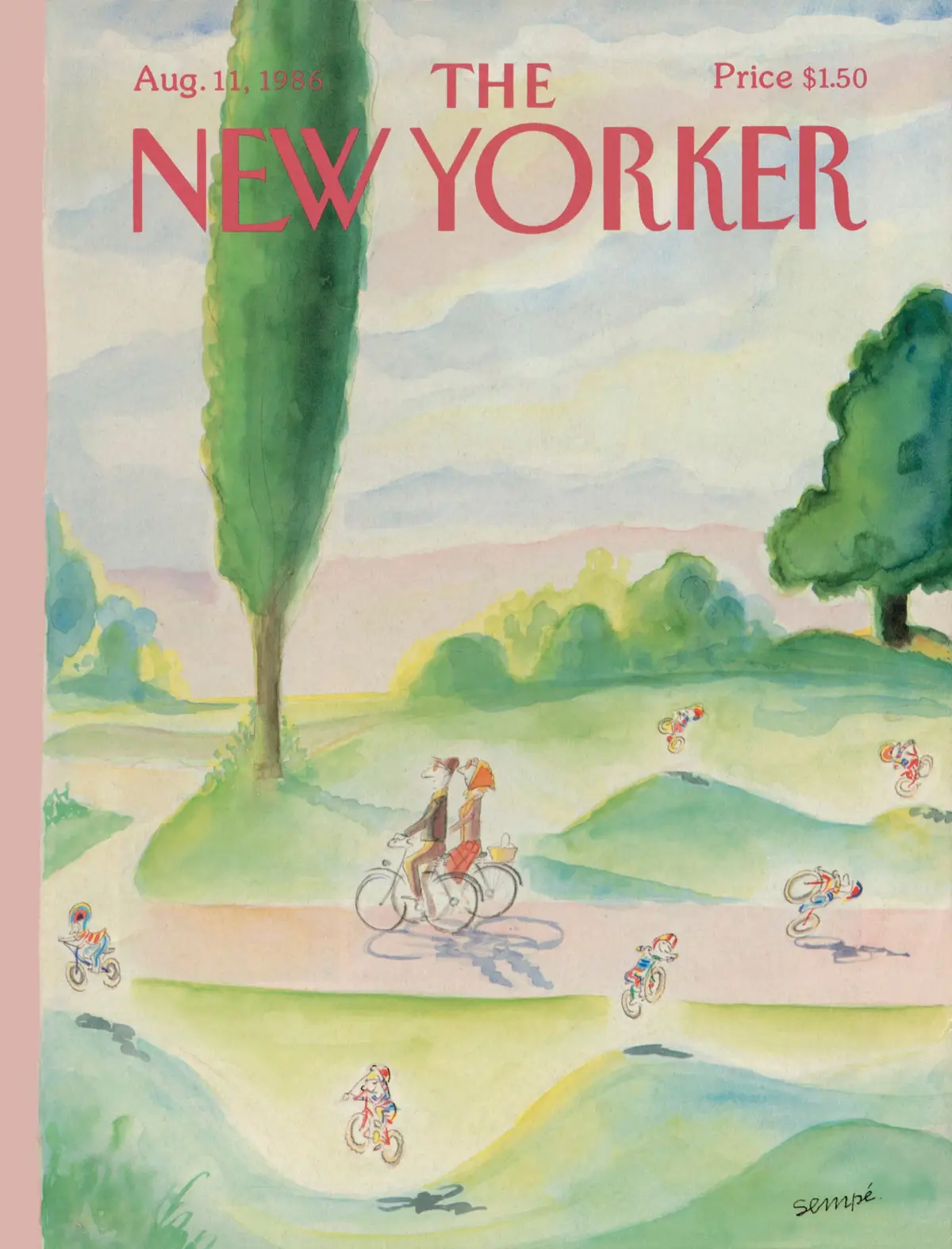 Обложка The New Yorker, 11 августа 1986, художник Жан-Жак Сампе