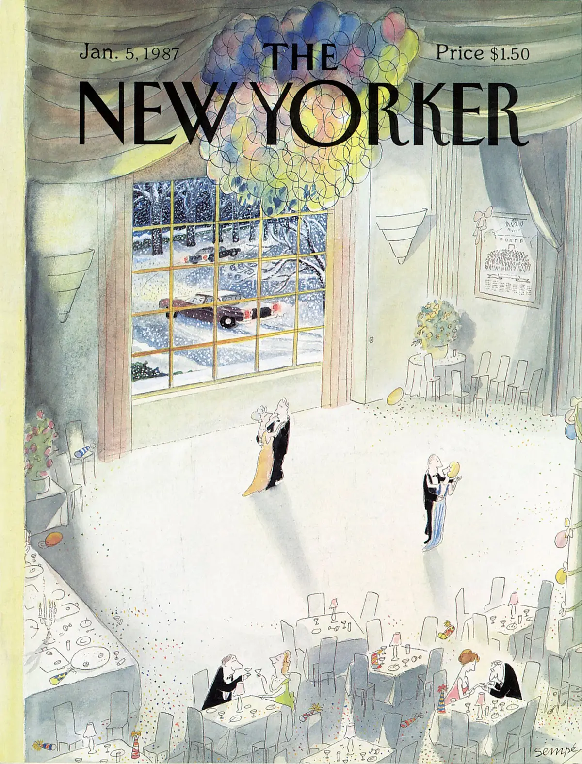 Обложка The New Yorker, 5 января 1987, художник Жан-Жак Сампе