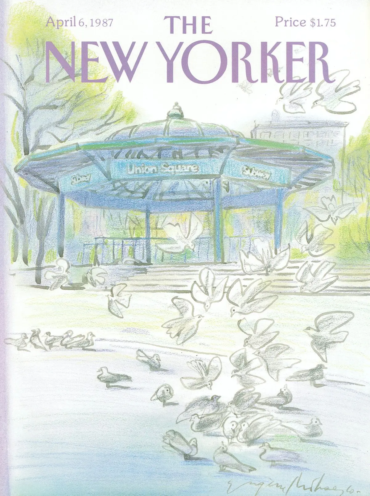 Обложка The New Yorker, 6 апреля 1987, художник Эжен Михаеско