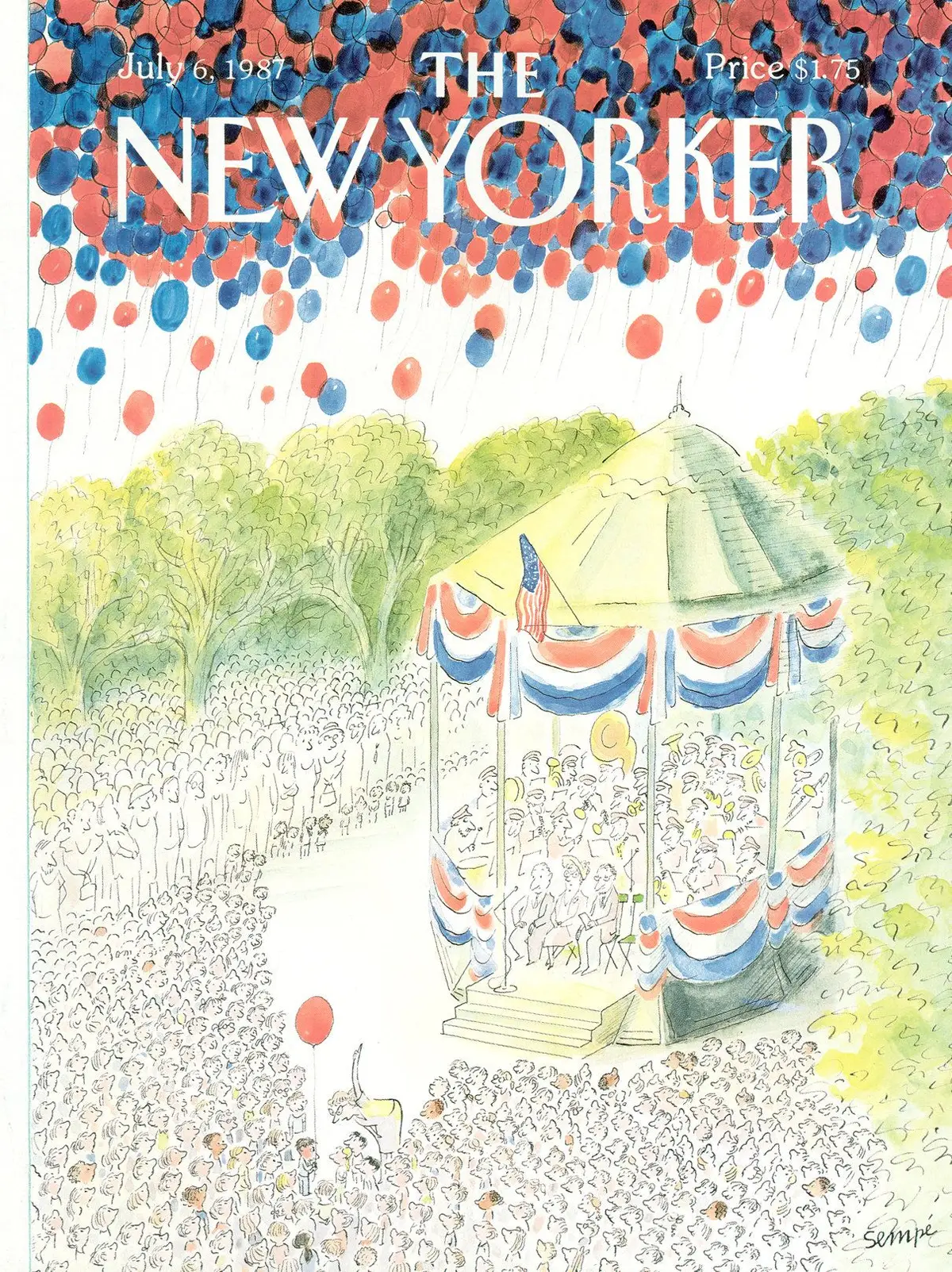 Обложка The New Yorker, 6 июля 1987, художник Жан-Жак Сампе
