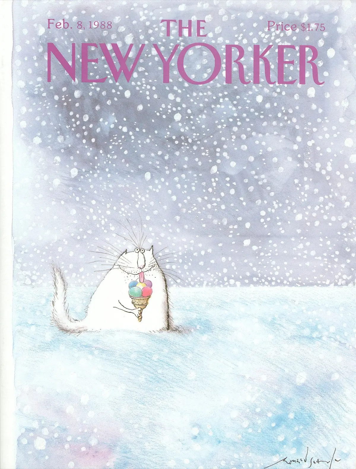 Обложка The New Yorker, 8 февраля 1988, художник Рональд Сёрл