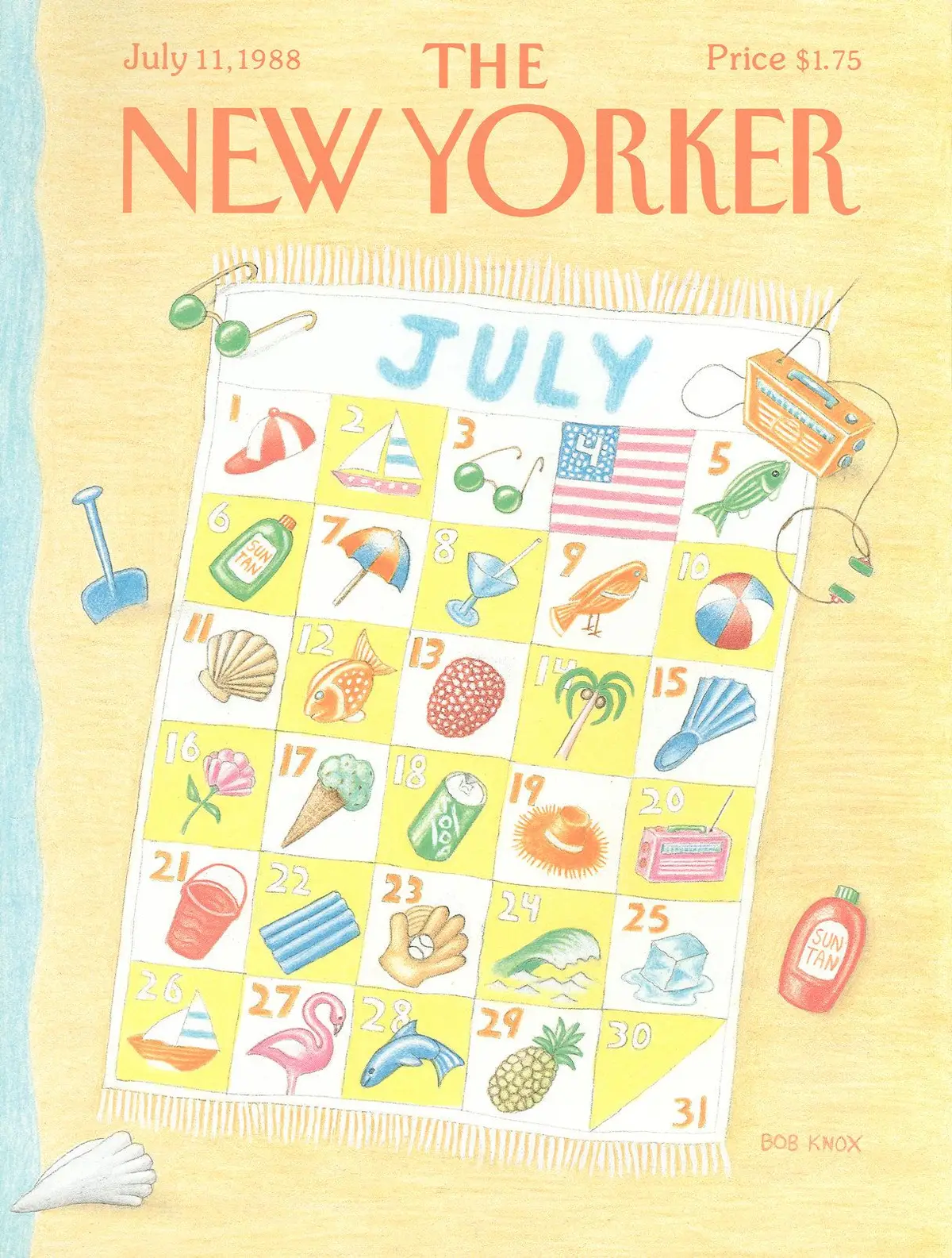 Обложка The New Yorker, 11 июля 1988, художник Боб Нокс
