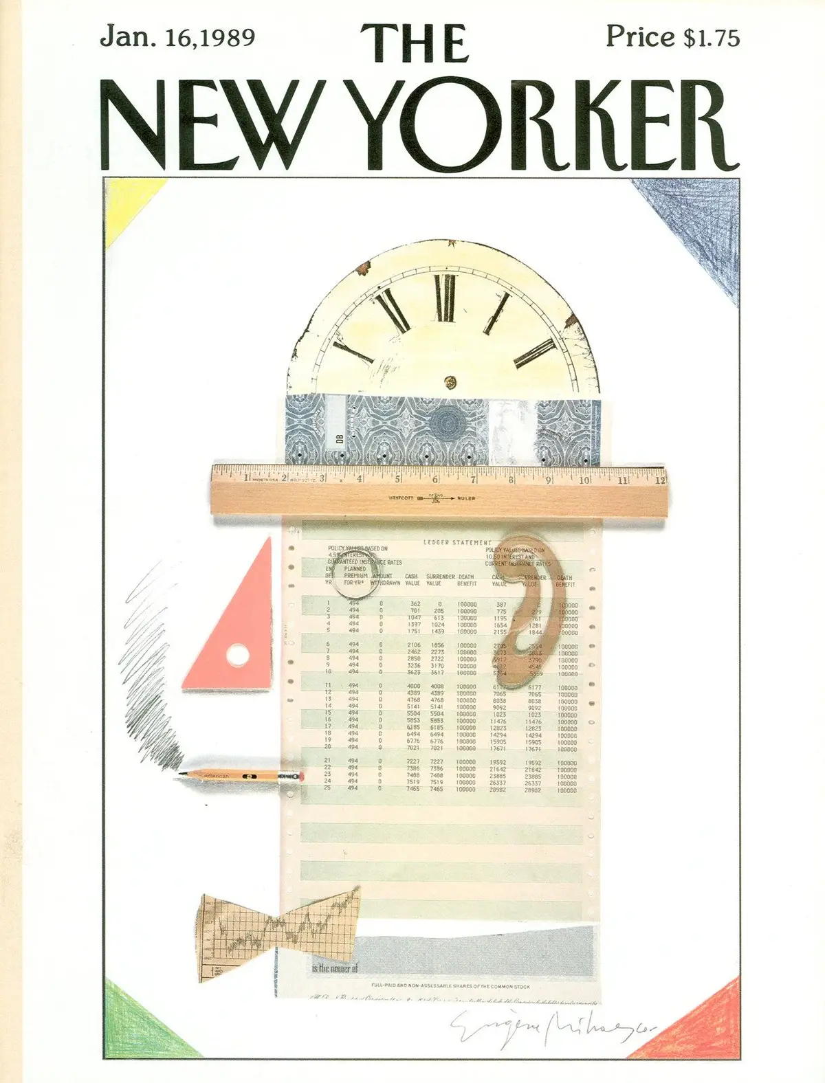 Обложка The New Yorker, 16 января 1989, художник Эжен Михаеско
