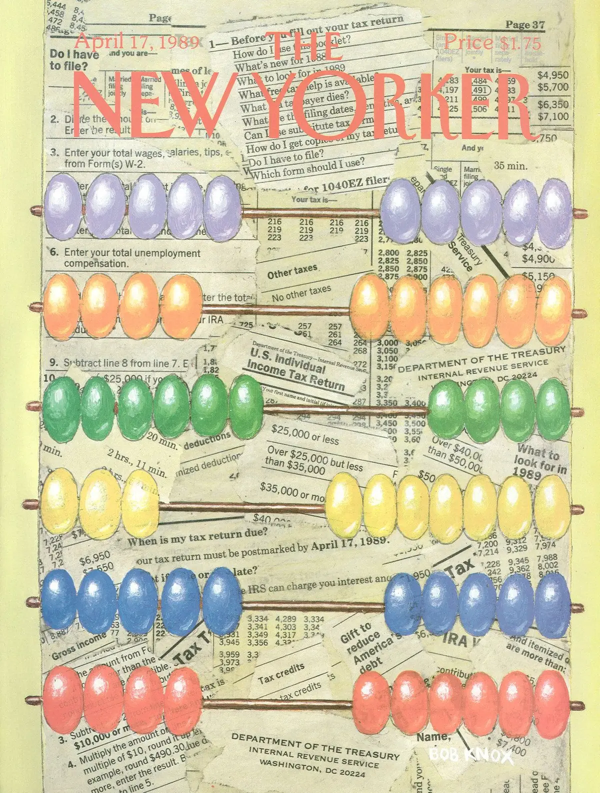 Обложка The New Yorker, 17 апреля 1989, художник Боб Нокс
