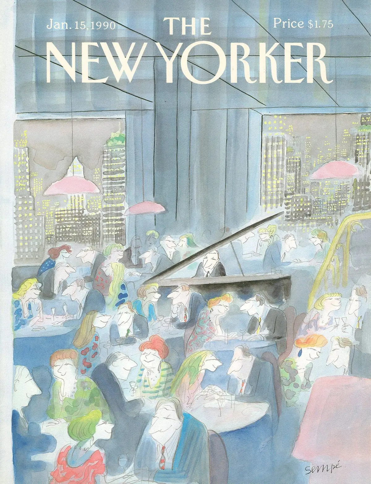 Обложка The New Yorker, 15 января 1990, художник Жан-Жак Сампе