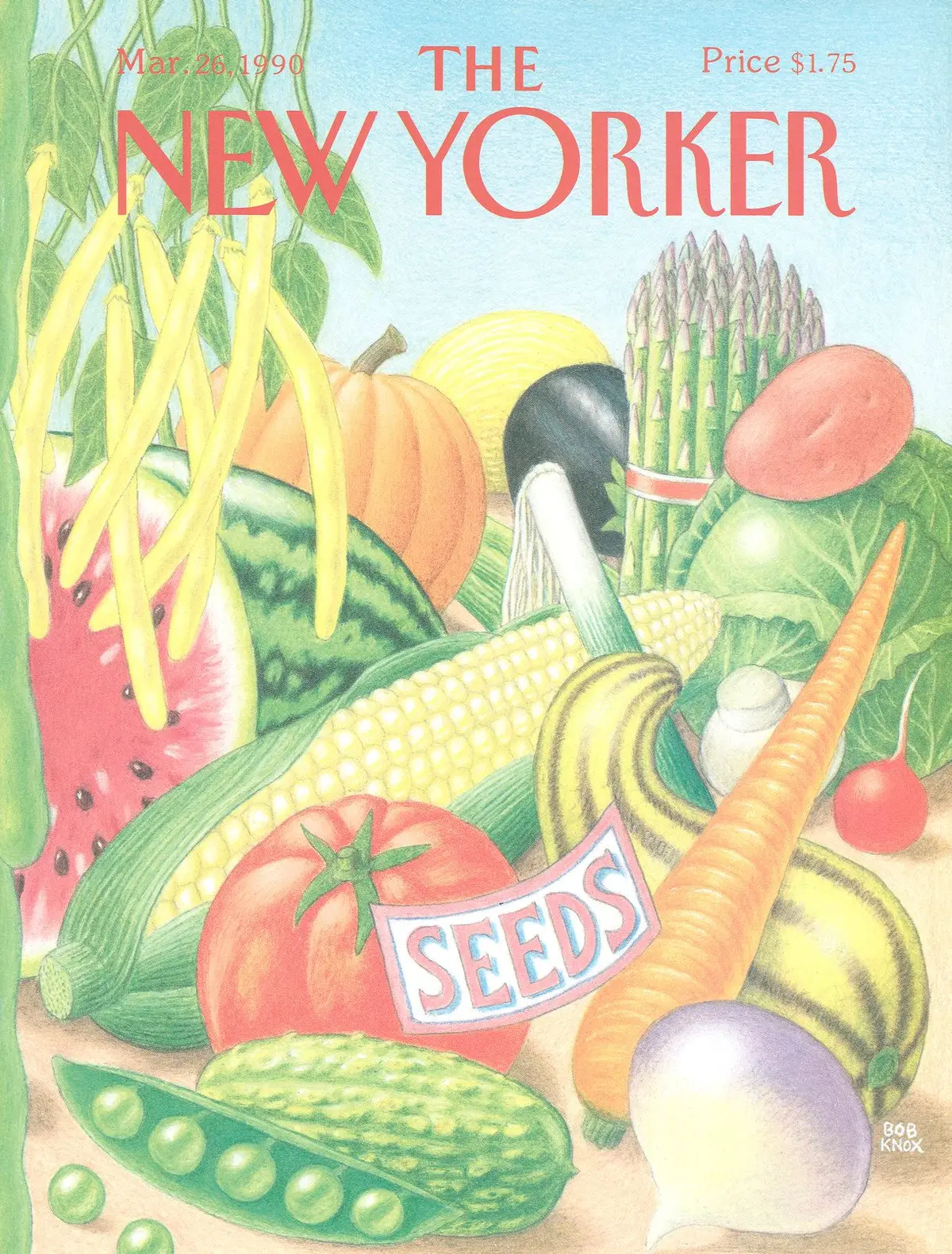 Обложка The New Yorker, 26 марта 1990, художник Боб Нокс