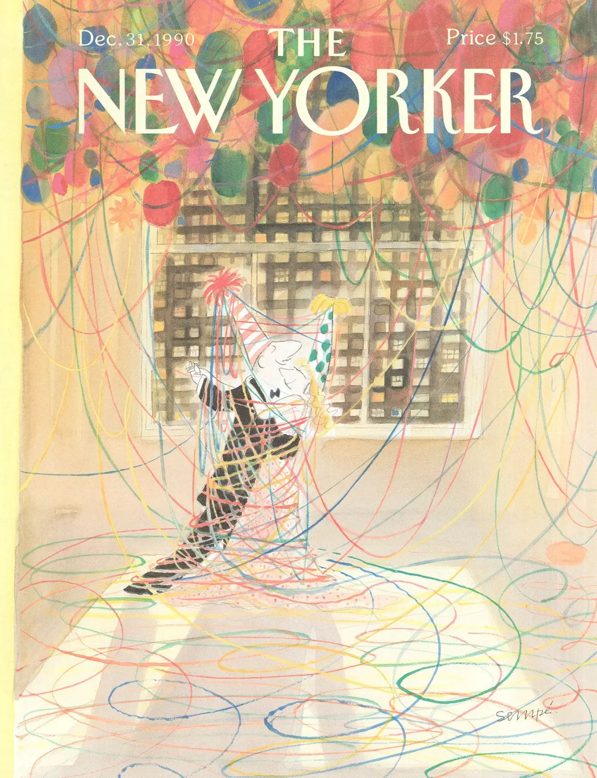 Обложка The New Yorker, 31 декабря 1990, художник Жан-Жак Сампе