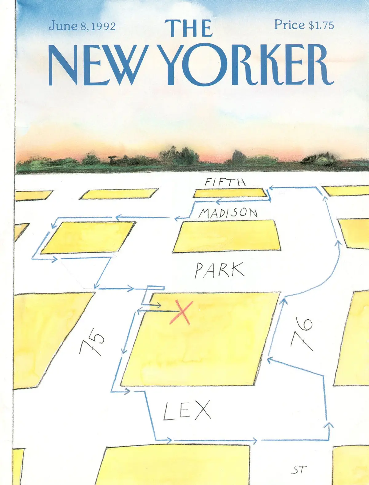 Обложка The New Yorker, 8 июня 1992, художник Сол Стейнберг