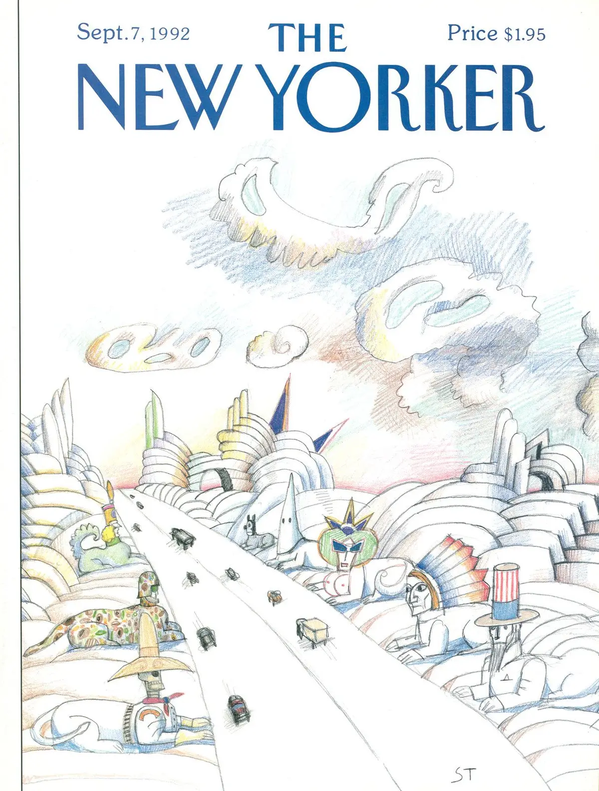 Обложка The New Yorker, 7 сентября 1992, художник Сол Стейнберг