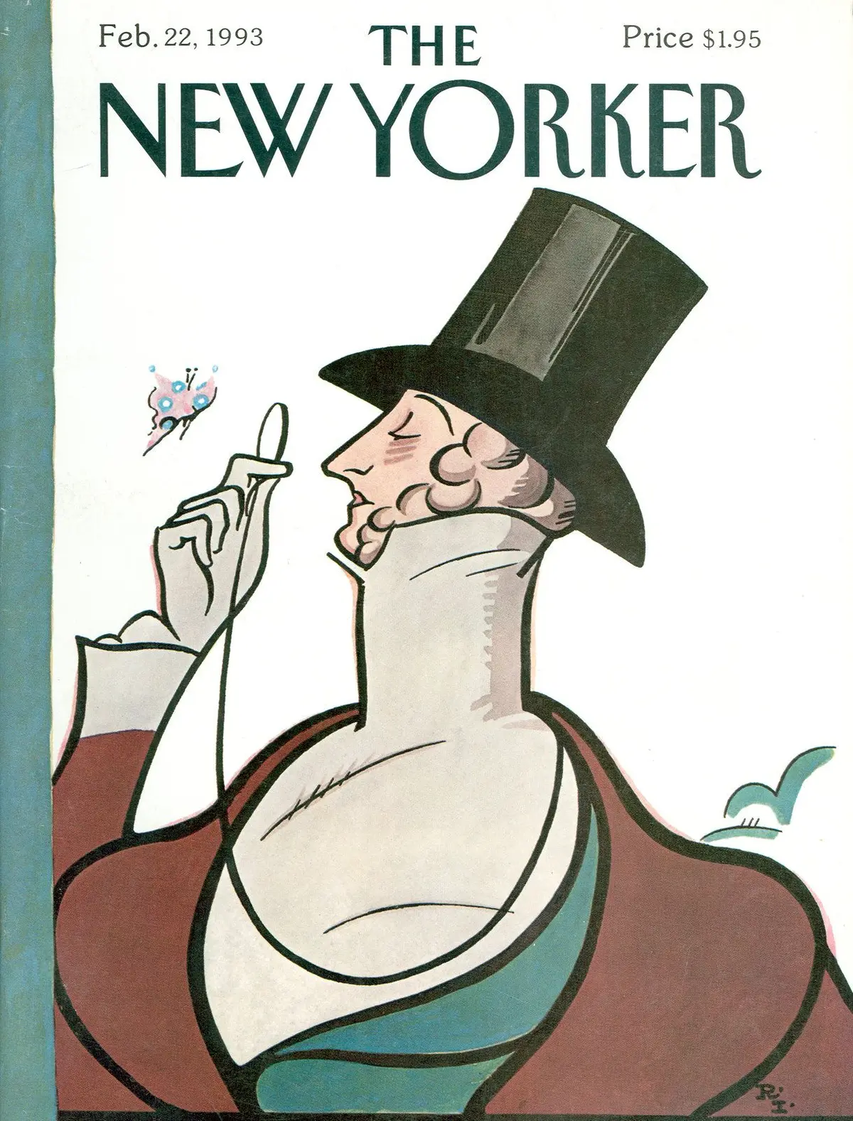 Обложка The New Yorker, 22 февраля 1993: Юстас Тилли, художник Реа Ирвин